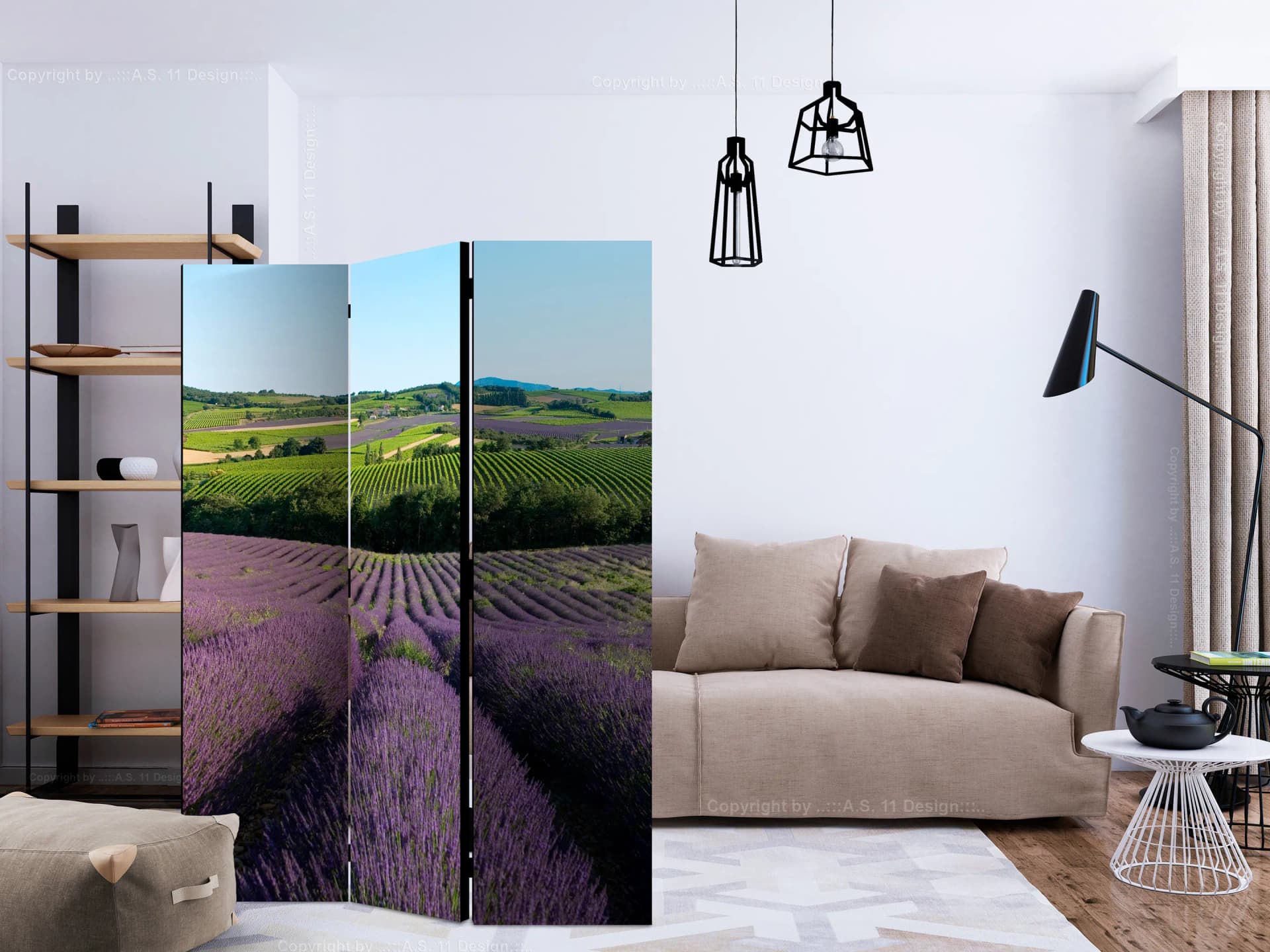 

Parawan 3-częściowy - Lawendowe pola [Room Dividers] (rozmiar 135x172)