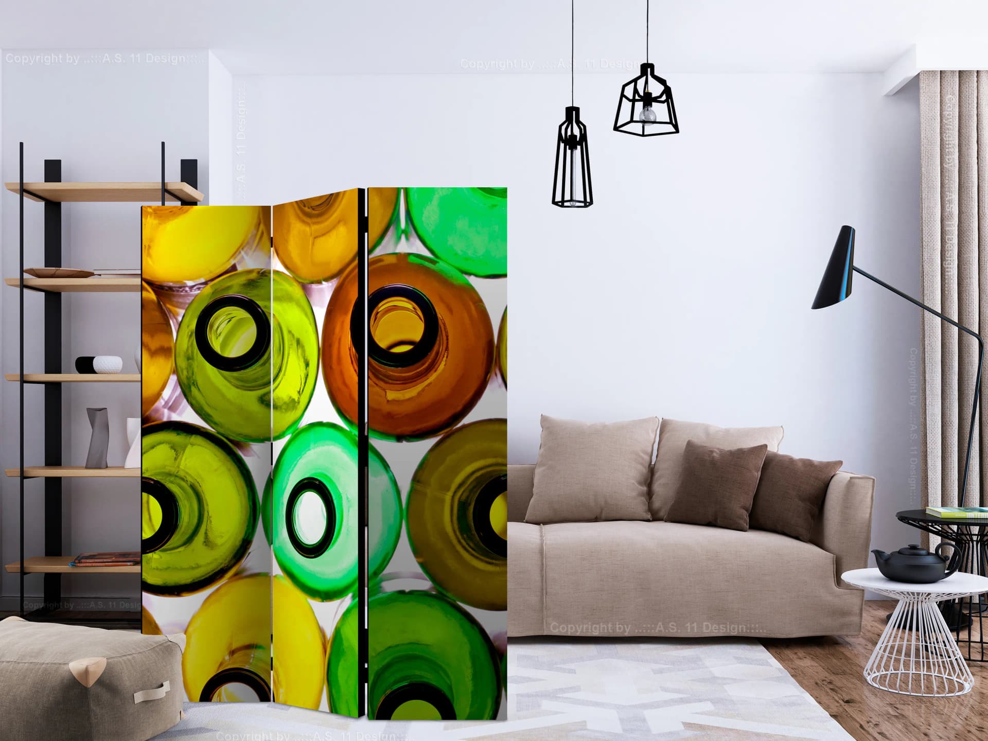 

Parawan 3-częściowy - butelki (tło) [Room Dividers] (rozmiar 135x172)