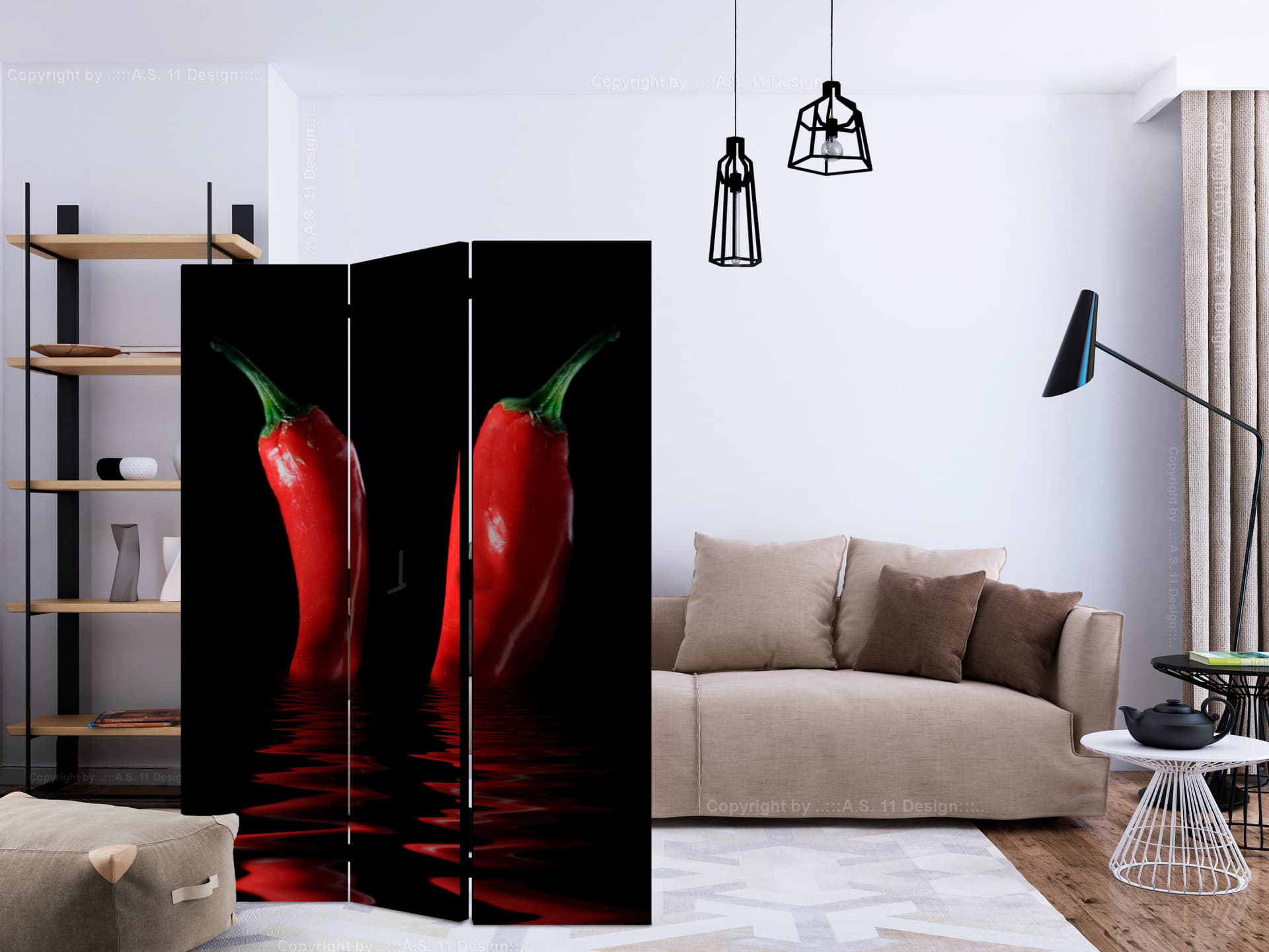 

Parawan 3-częściowy - Papryka chili [Room Dividers] (rozmiar 135x172)