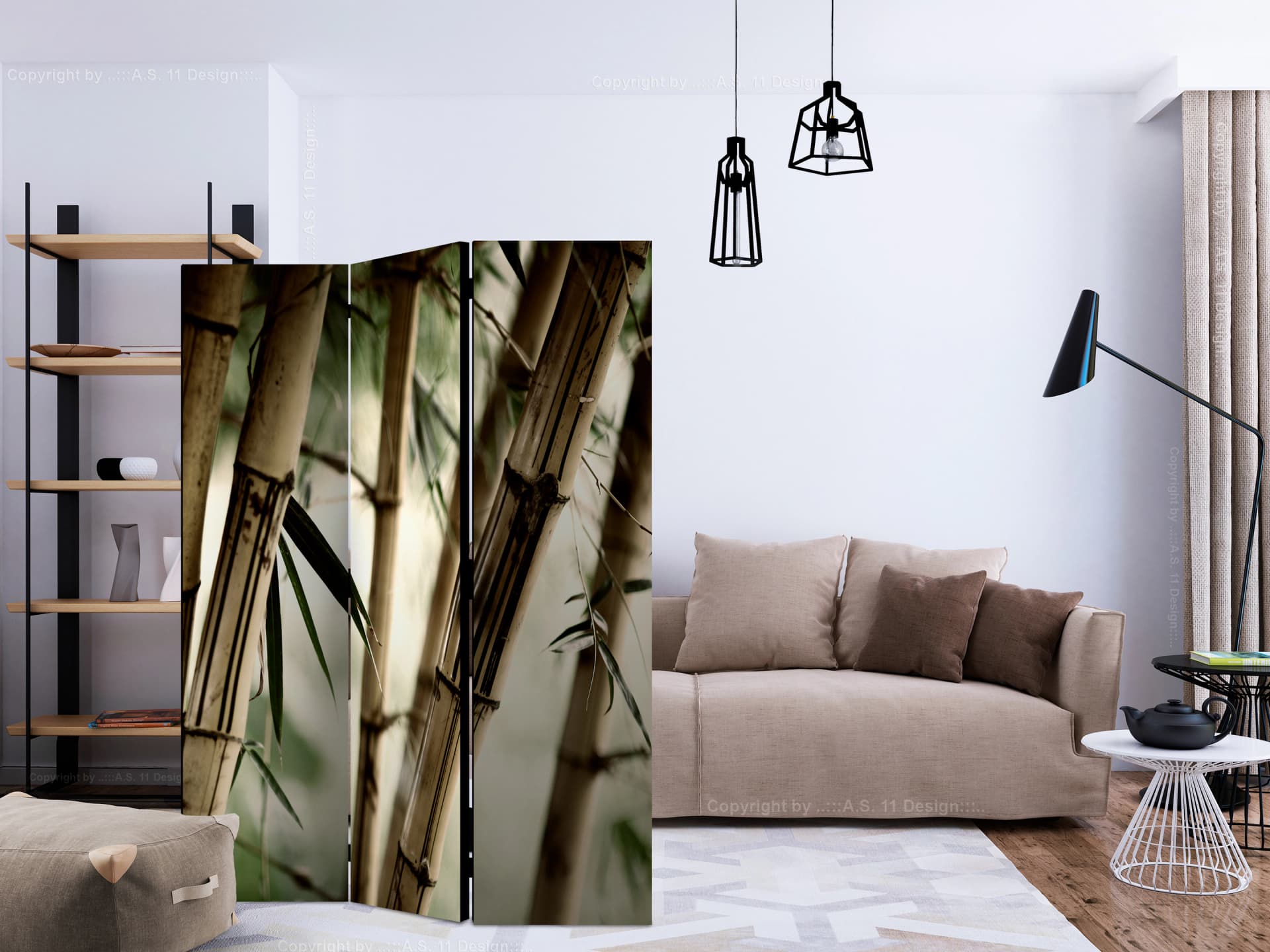 

Parawan 3-częściowy - Fog and bamboo forest [Room Dividers] (rozmiar 135x172)