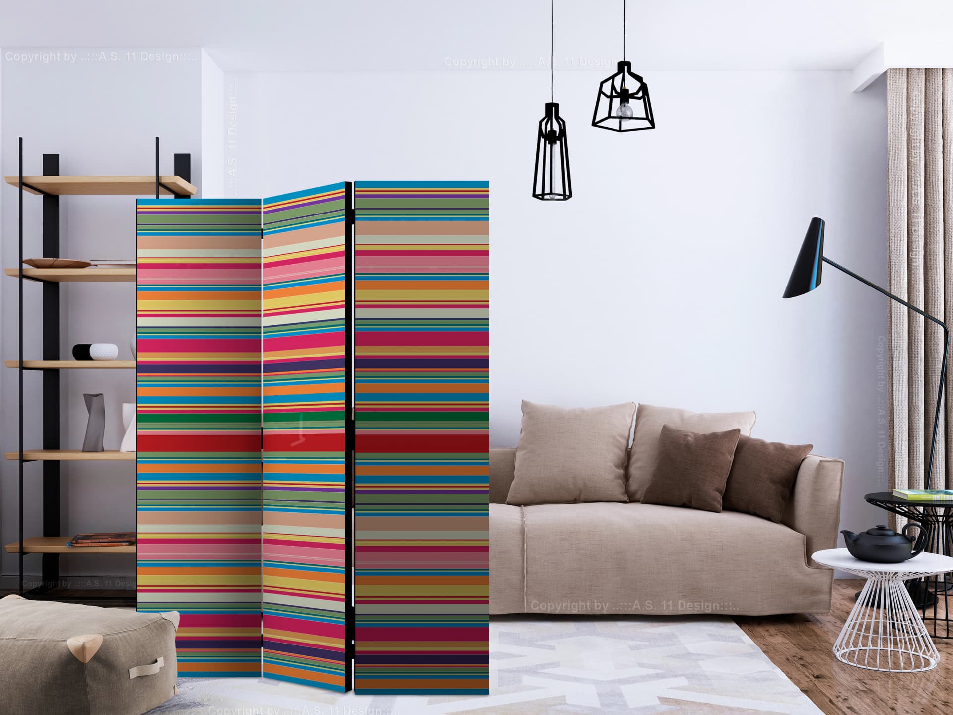 

Parawan 3-częściowy - Stonowane paski [Room Dividers] (rozmiar 135x172)