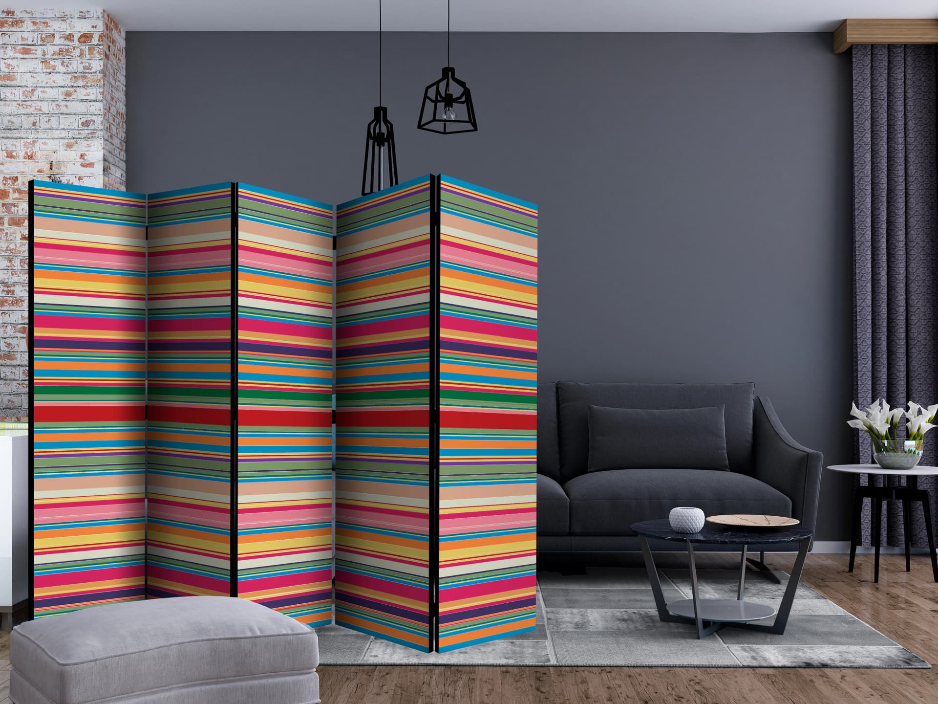 

Parawan 5-częściowy - Stonowane paski II [Room Dividers] (rozmiar 225x172)