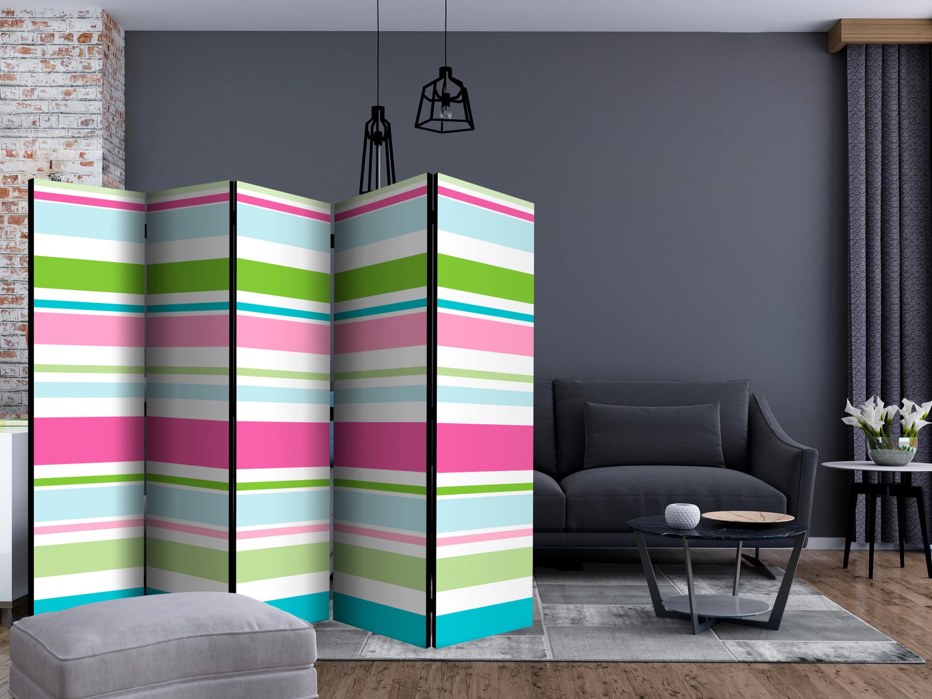 

Parawan 5-częściowy - Bright stripes II [Room Dividers] (rozmiar 225x172)