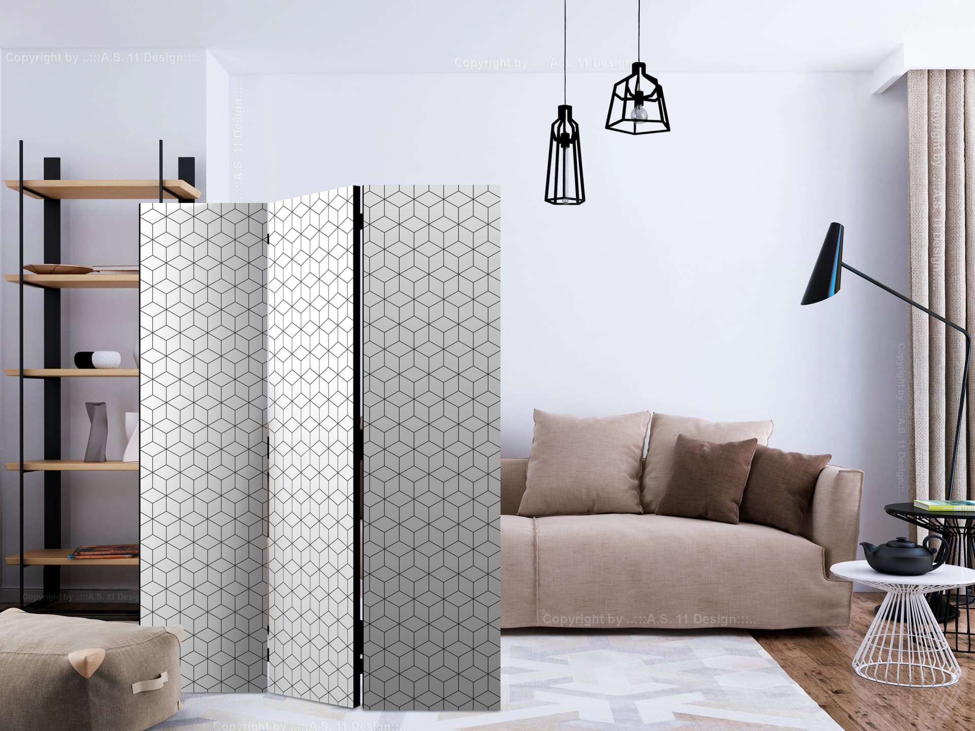 

Parawan 3-częściowy - Kostki - tekstura [Room Dividers] (rozmiar 135x172)