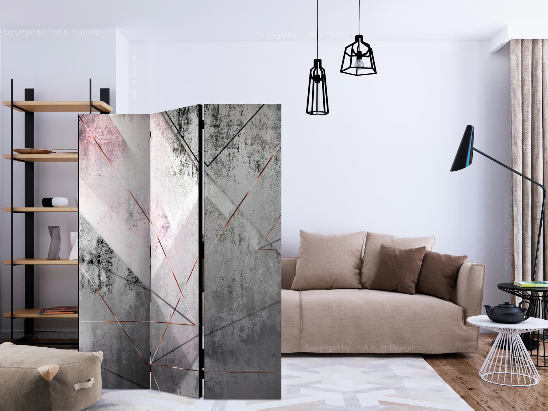

Parawan 3-częściowy - Trojkątna perspektywa [Room Dividers] (rozmiar 135x172)