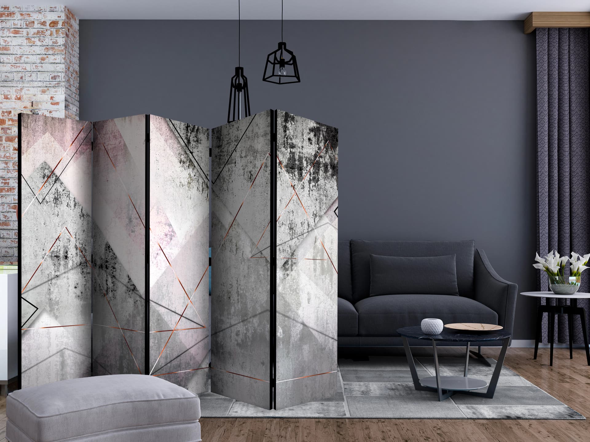 

Parawan 5-częściowy - Trojkątna perspektywa II [Room Dividers] (rozmiar 225x172)