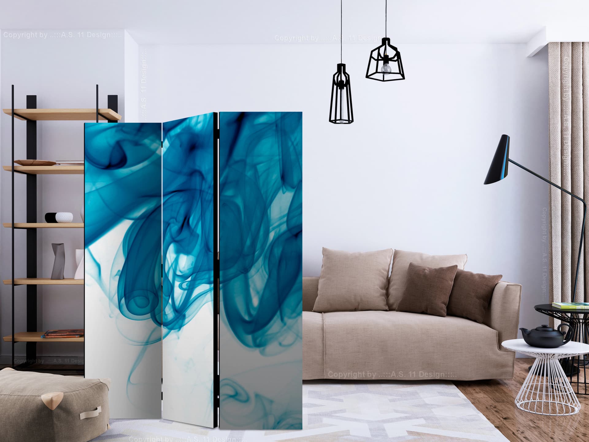 

Parawan 3-częściowy - Niebieski dym [Room Dividers] (rozmiar 135x172)