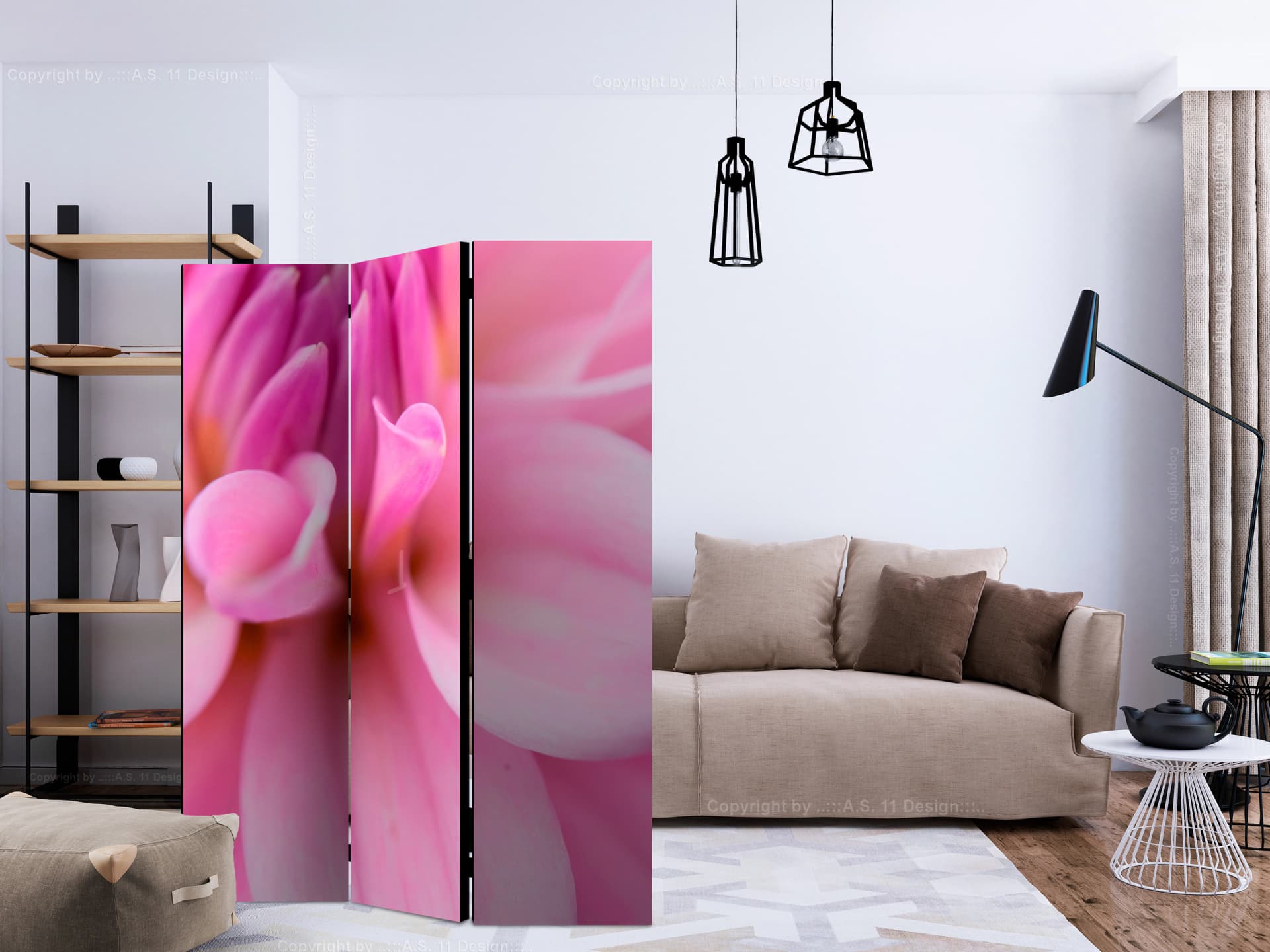 

Parawan 3-częściowy - Kwiatowe płatki - dalia [Room Dividers] (rozmiar 135x172)