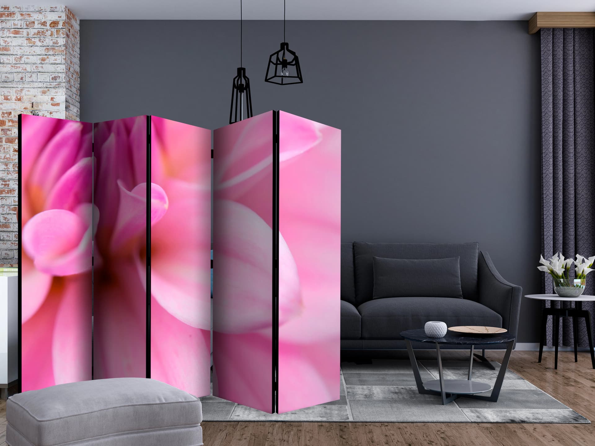 

Parawan 5-częściowy - Kwiatowe płatki - dalia II [Room Dividers] (rozmiar 225x172)