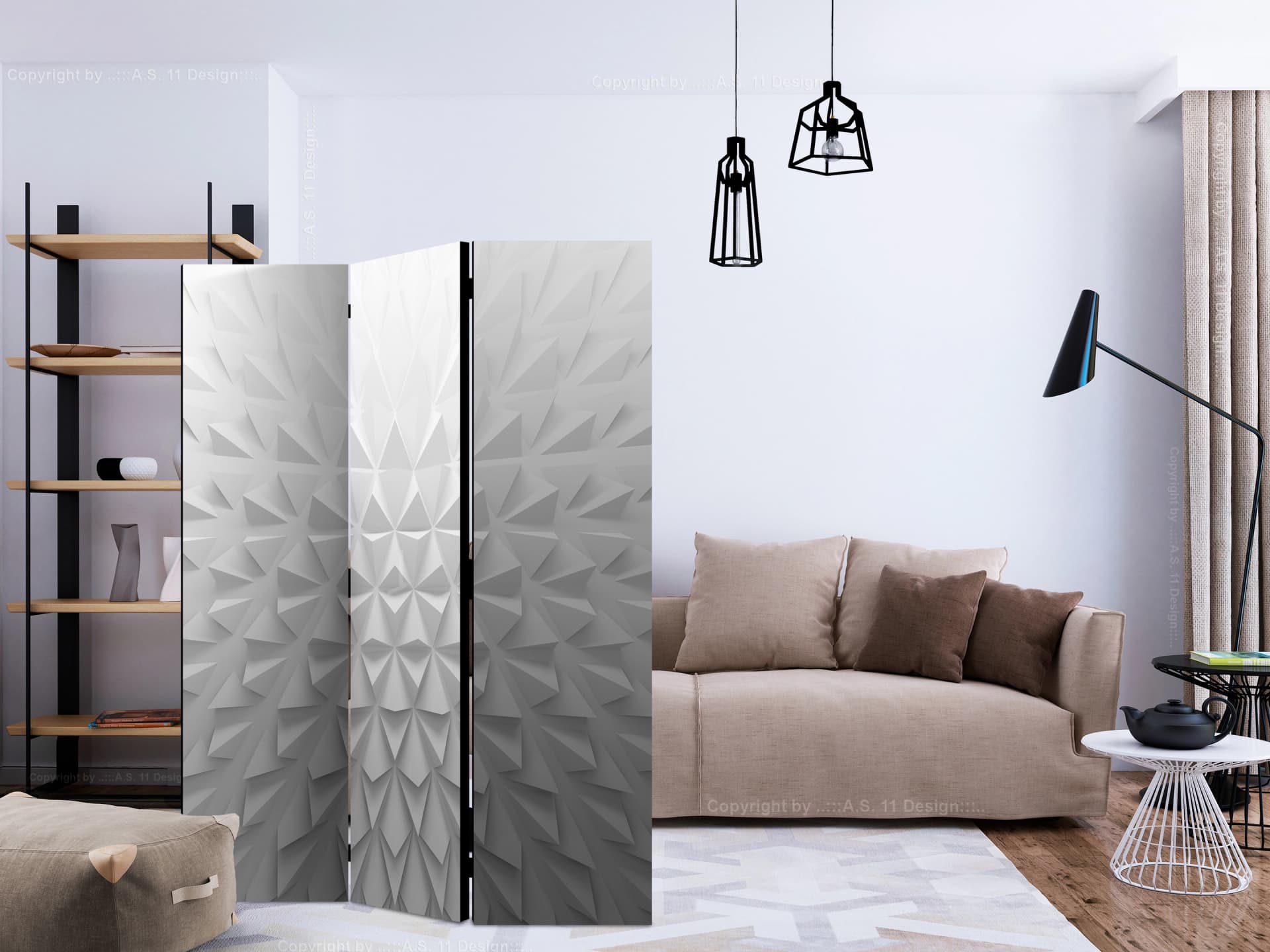 

Parawan 3-częściowy - Czworościany [Room Dividers] (rozmiar 135x172)