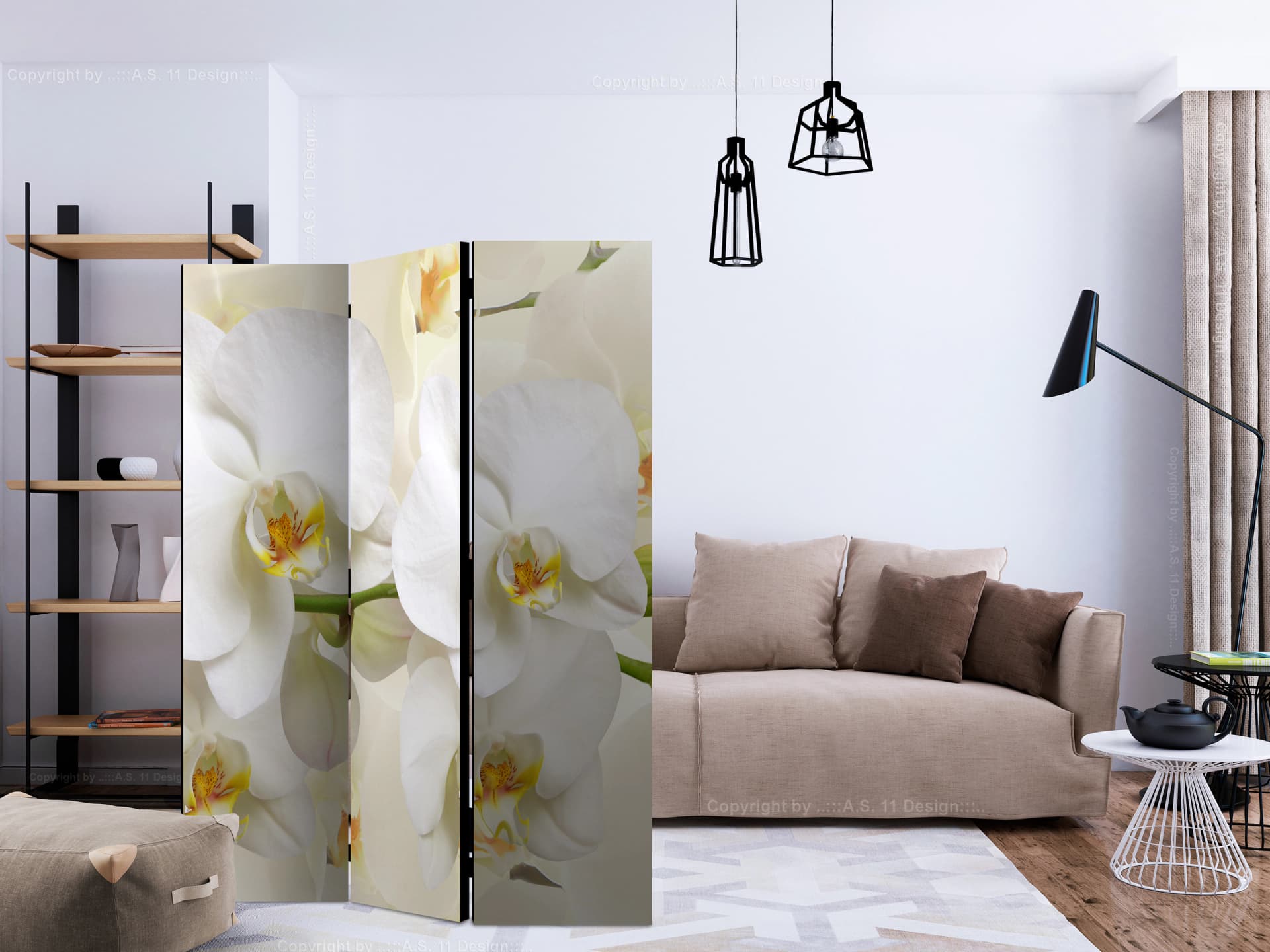 

Parawan 3-częściowy - Gałązka orchidei [Room Dividers] (rozmiar 135x172)