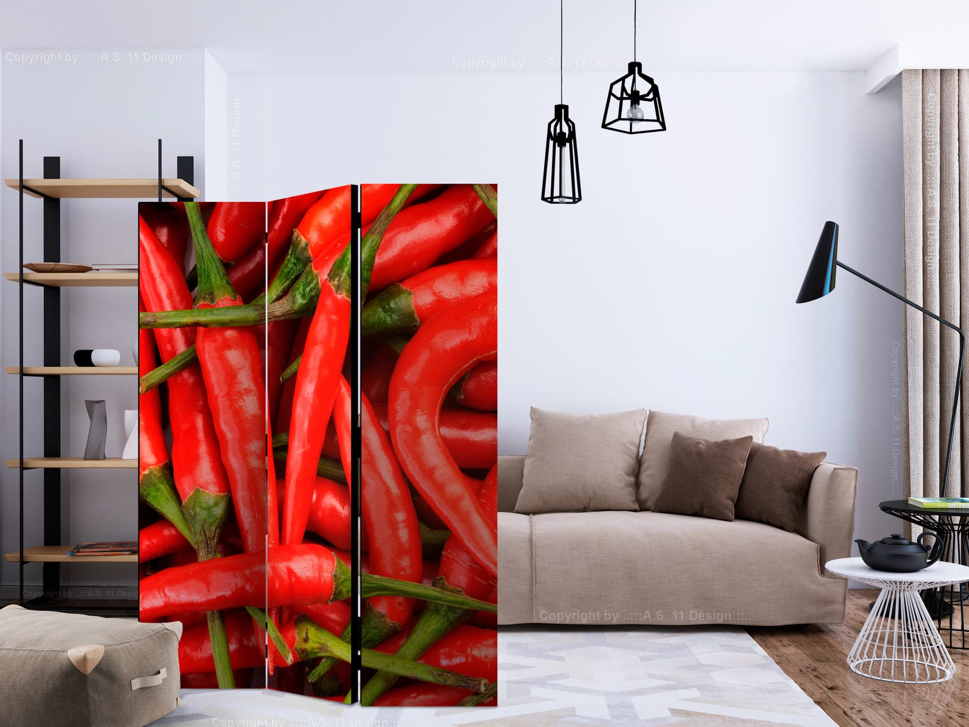 

Parawan 3-częściowy - papryka chili - tło [Room Dividers] (rozmiar 135x172)