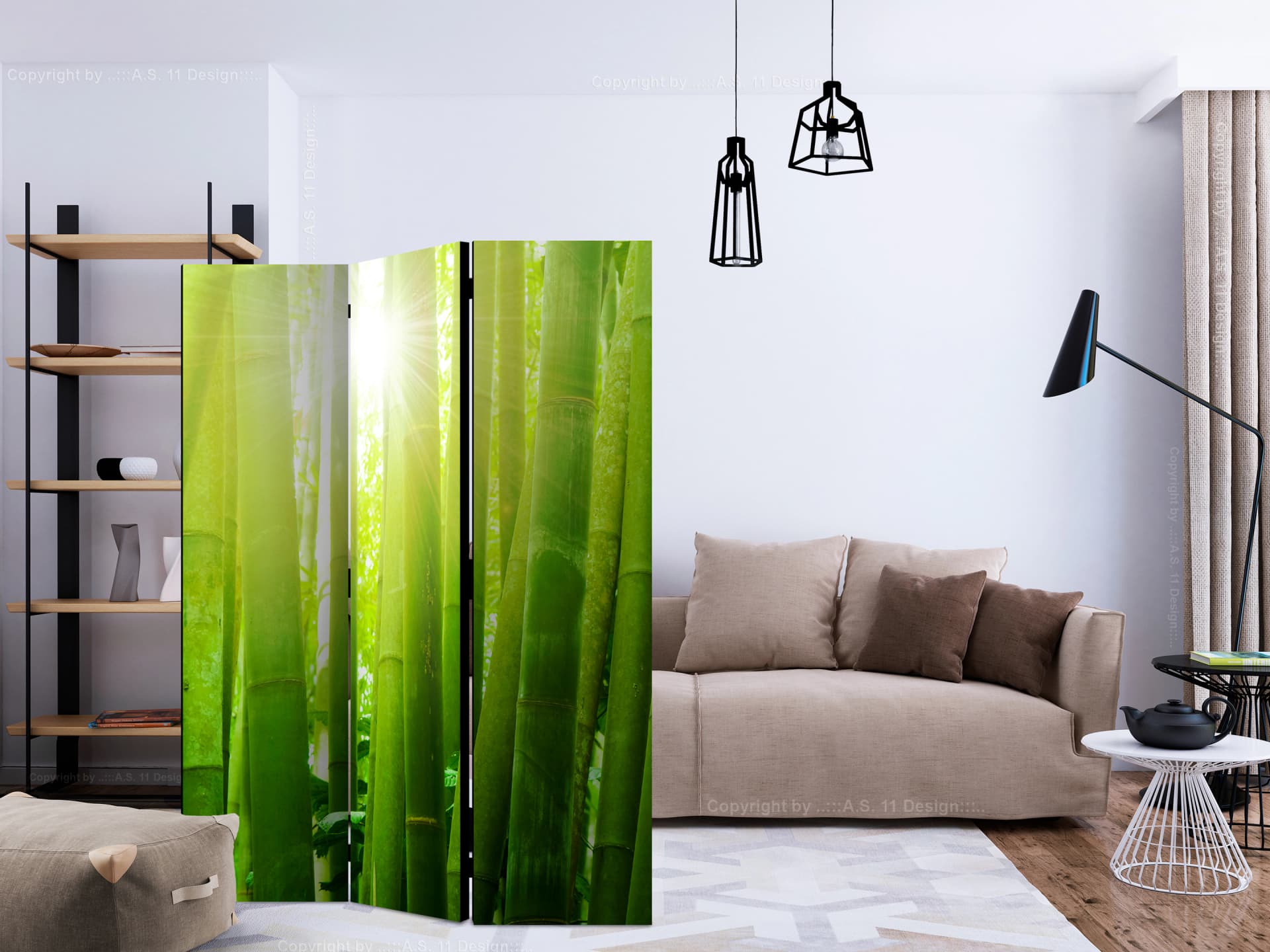 

Parawan 3-częściowy - Słońce i bambus [Room Dividers] (rozmiar 135x172)