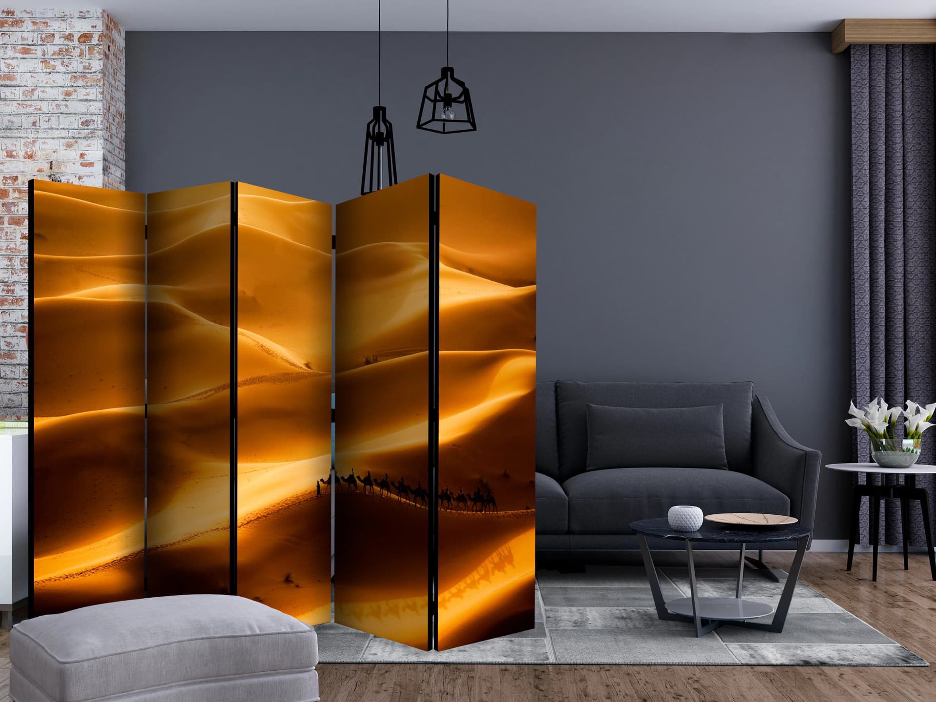 

Parawan 5-częściowy - Karawan wielbłądów II [Room Dividers] (rozmiar 225x172)