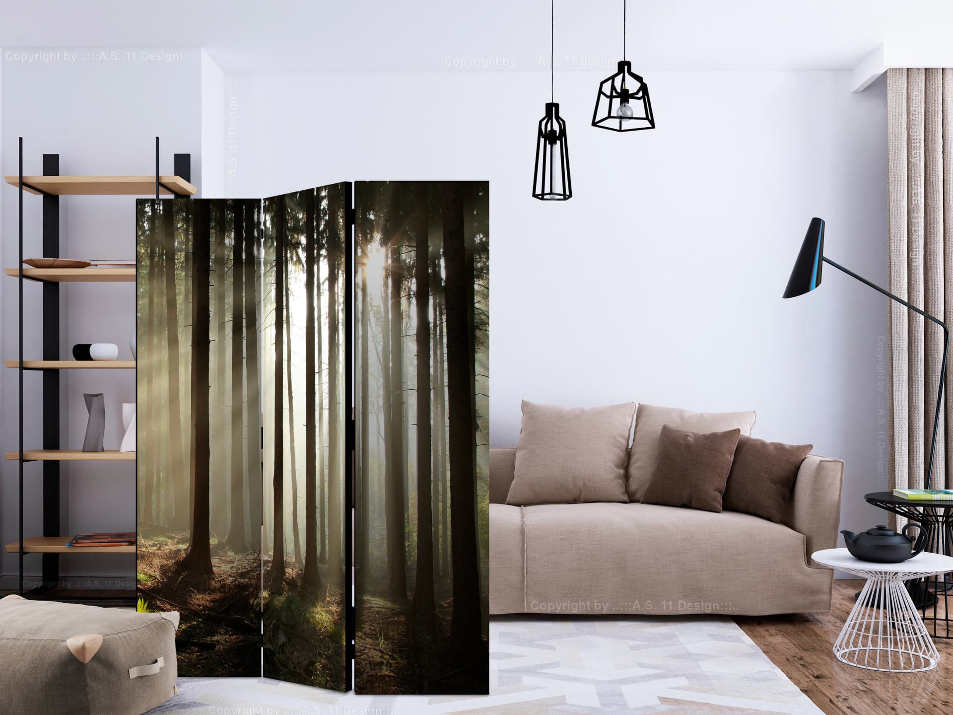 

Parawan 3-częściowy - Las iglasty - poranna mgła [Room Dividers] (rozmiar 135x172)