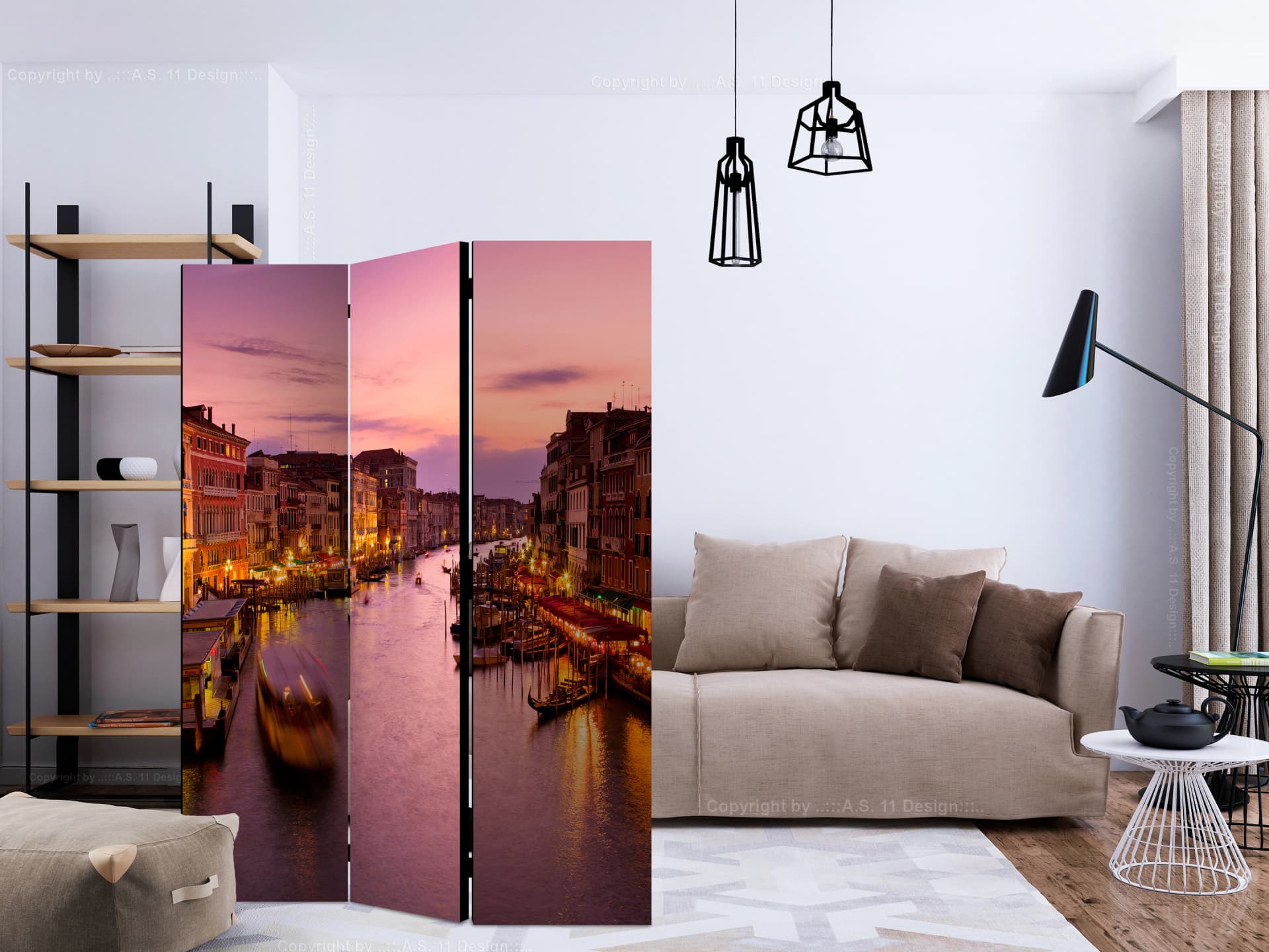 

Parawan 3-częściowy - Miasto zakochanych - Wenecja nocą [Room Dividers] (rozmiar 135x172)