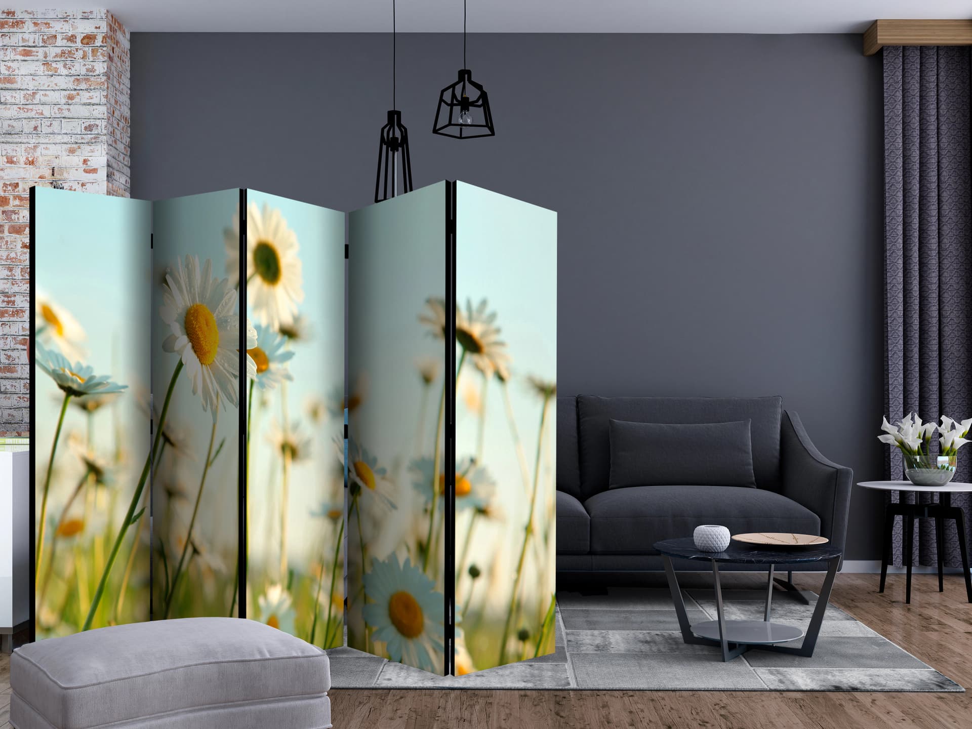 

Parawan 5-częściowy - Stokrotki - wiosenna łąka II [Room Dividers] (rozmiar 225x172)