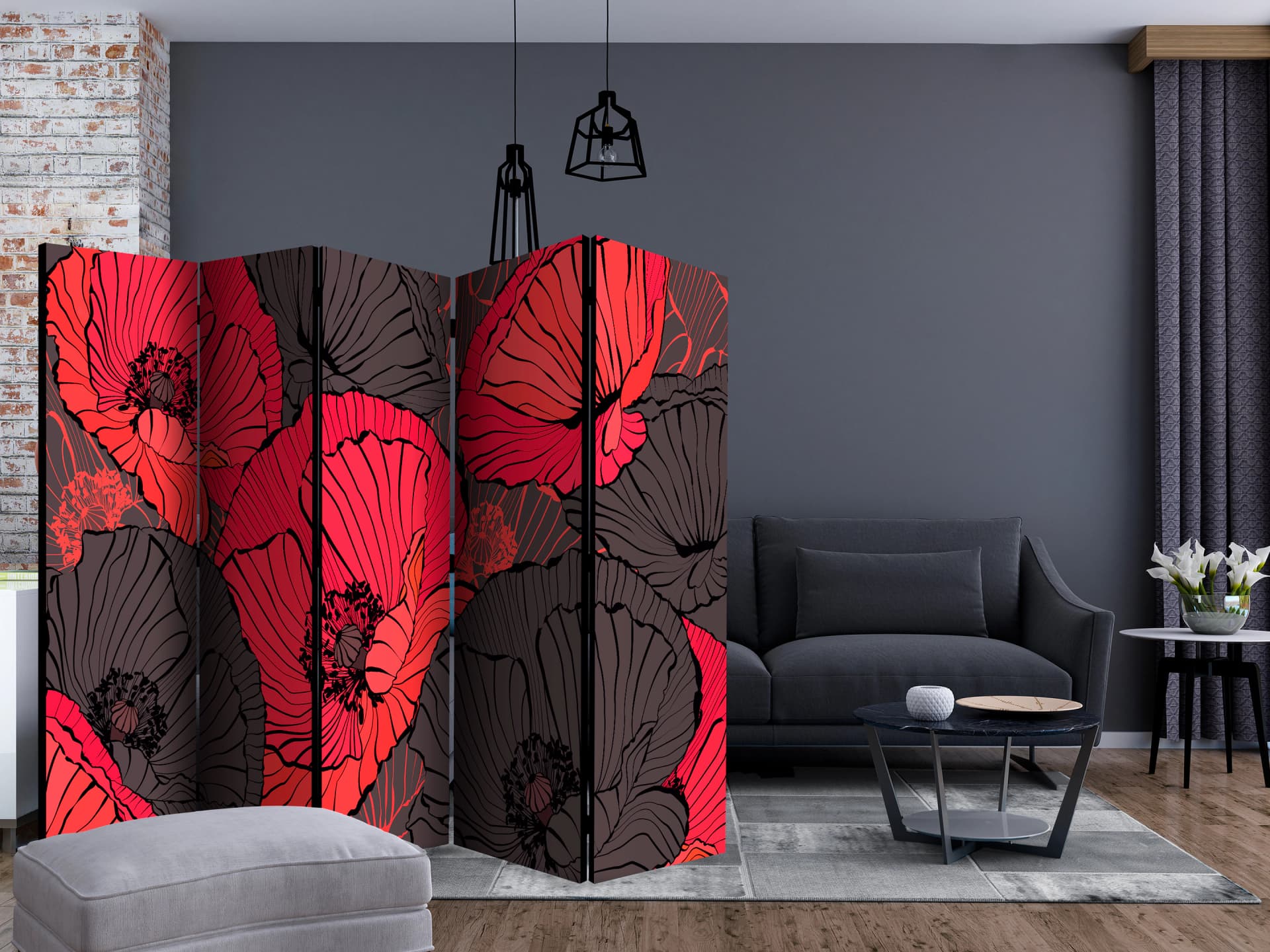 

Parawan 5-częściowy - Plisowane maki II [Room Dividers] (rozmiar 225x172)