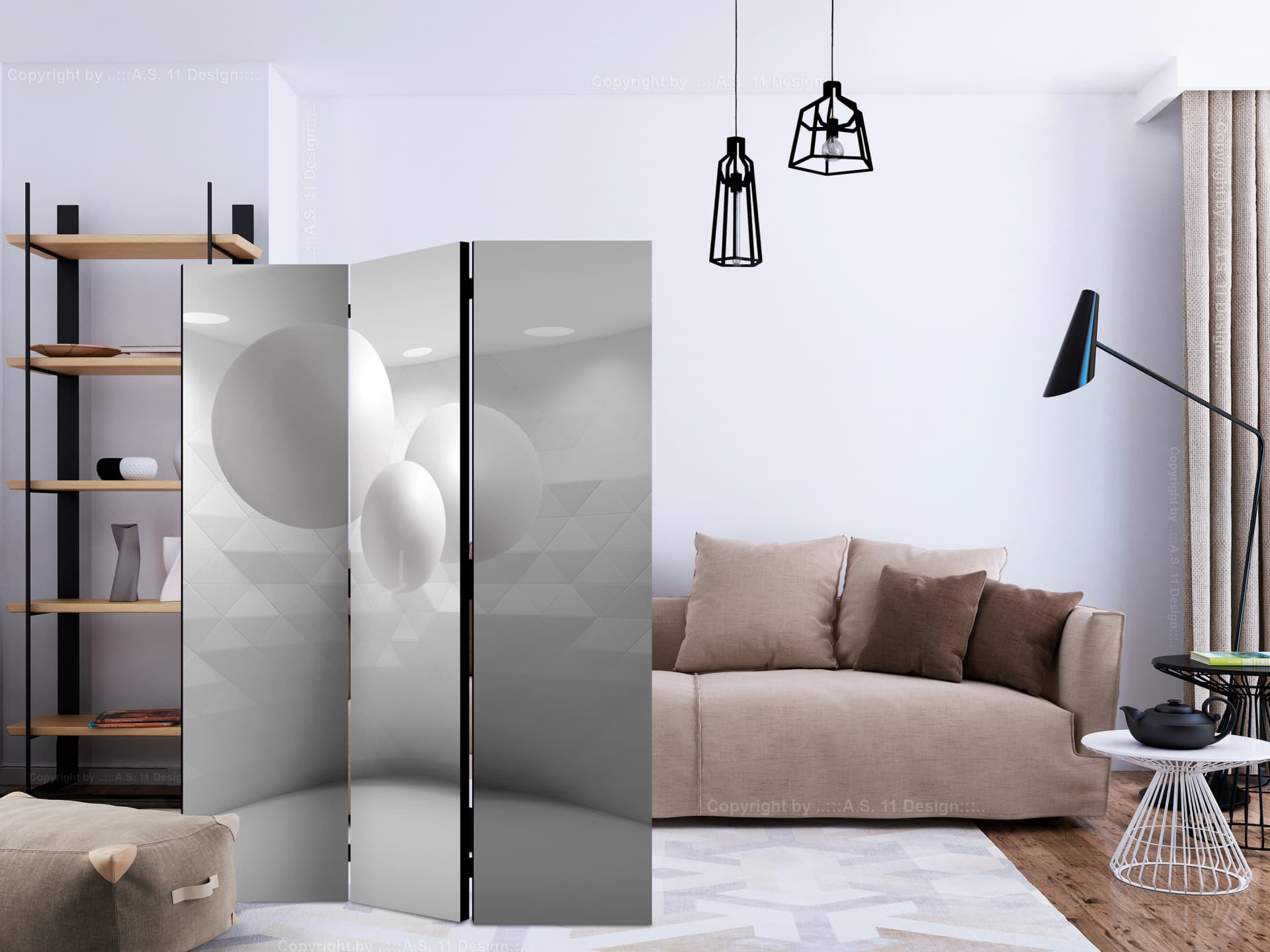 

Parawan 3-częściowy - Geometryczny pokój [Room Dividers] (rozmiar 135x172)