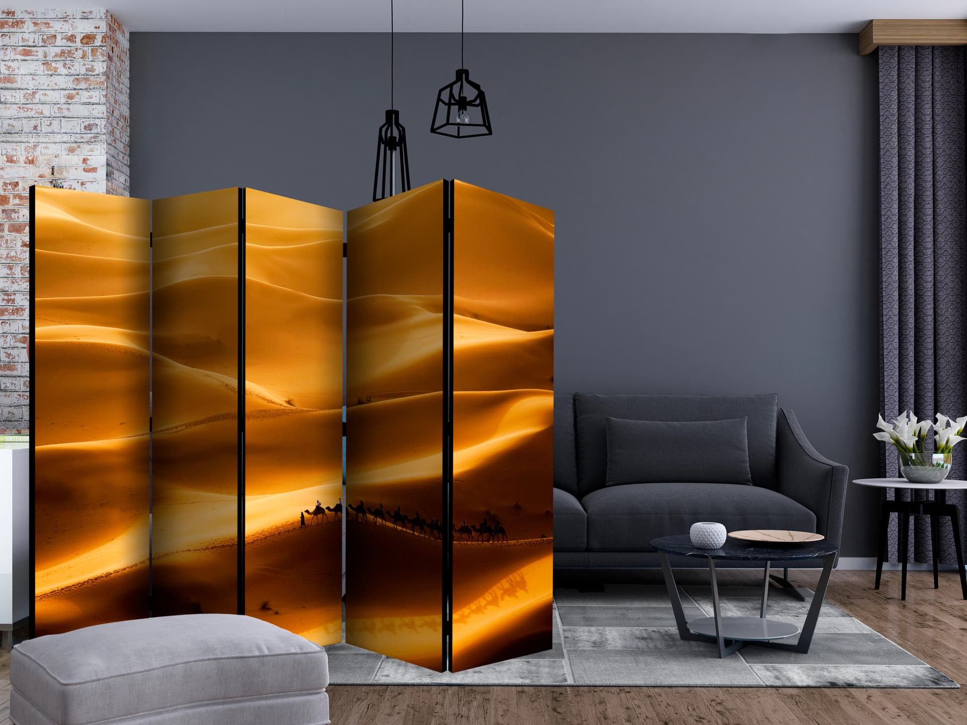 

Parawan 5-częściowy - Karawan wielbłądów II [Room Dividers] (rozmiar 225x172)