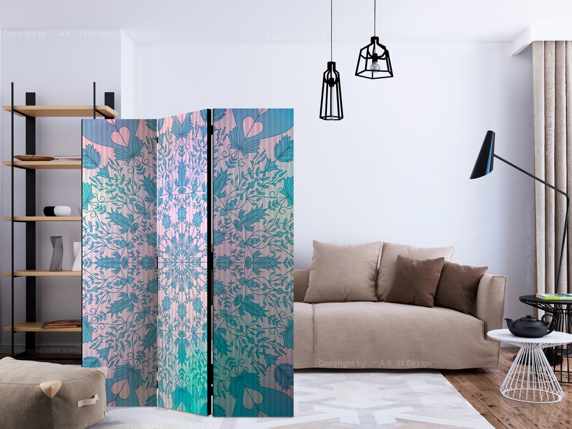 

Parawan 3-częściowy - Dziewczęca Mandala (niebieski) [Room Dividers] (rozmiar 135x172)