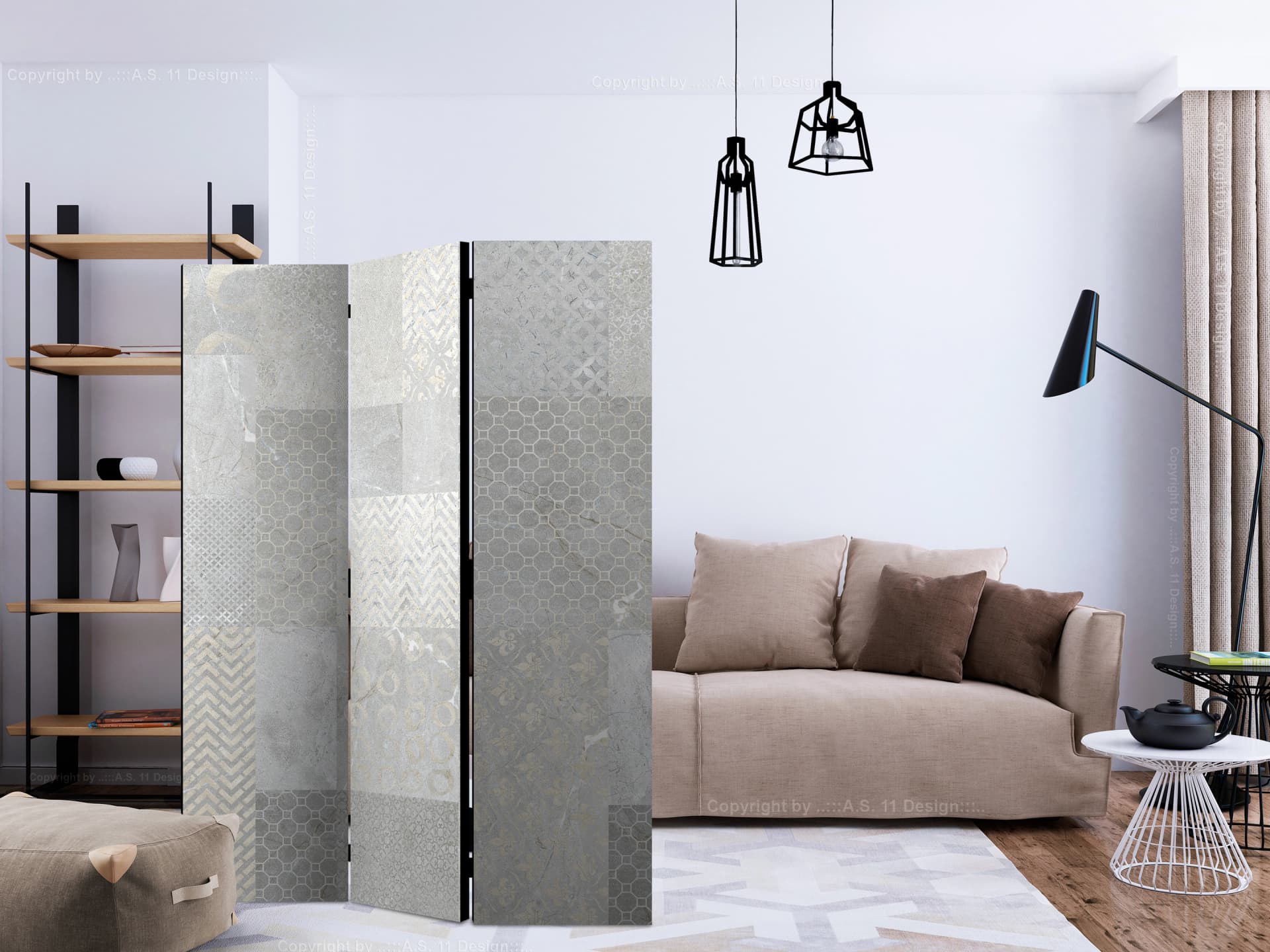 

Parawan 3-częściowy - Kafle [Room Dividers] (rozmiar 135x172)