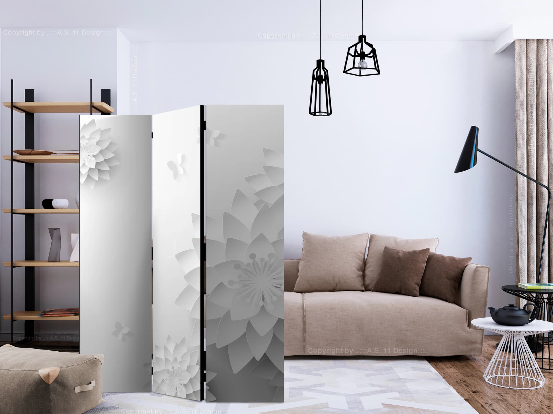 

Parawan 3-częściowy - Orientalne kwiaty [Room Dividers] (rozmiar 135x172)