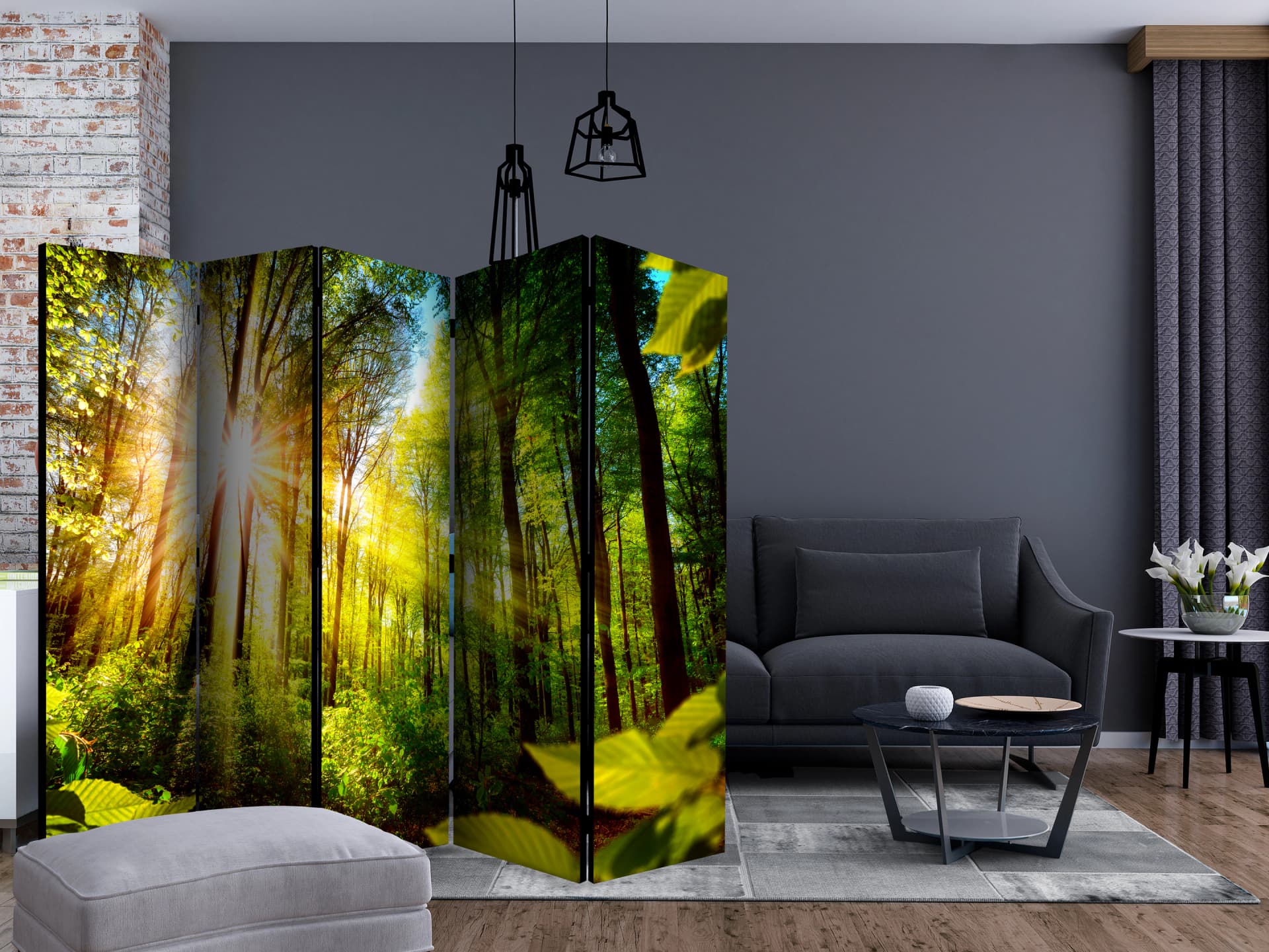 

Parawan 5-częściowy - Leśna kryjówka II [Room Dividers] (rozmiar 225x172)