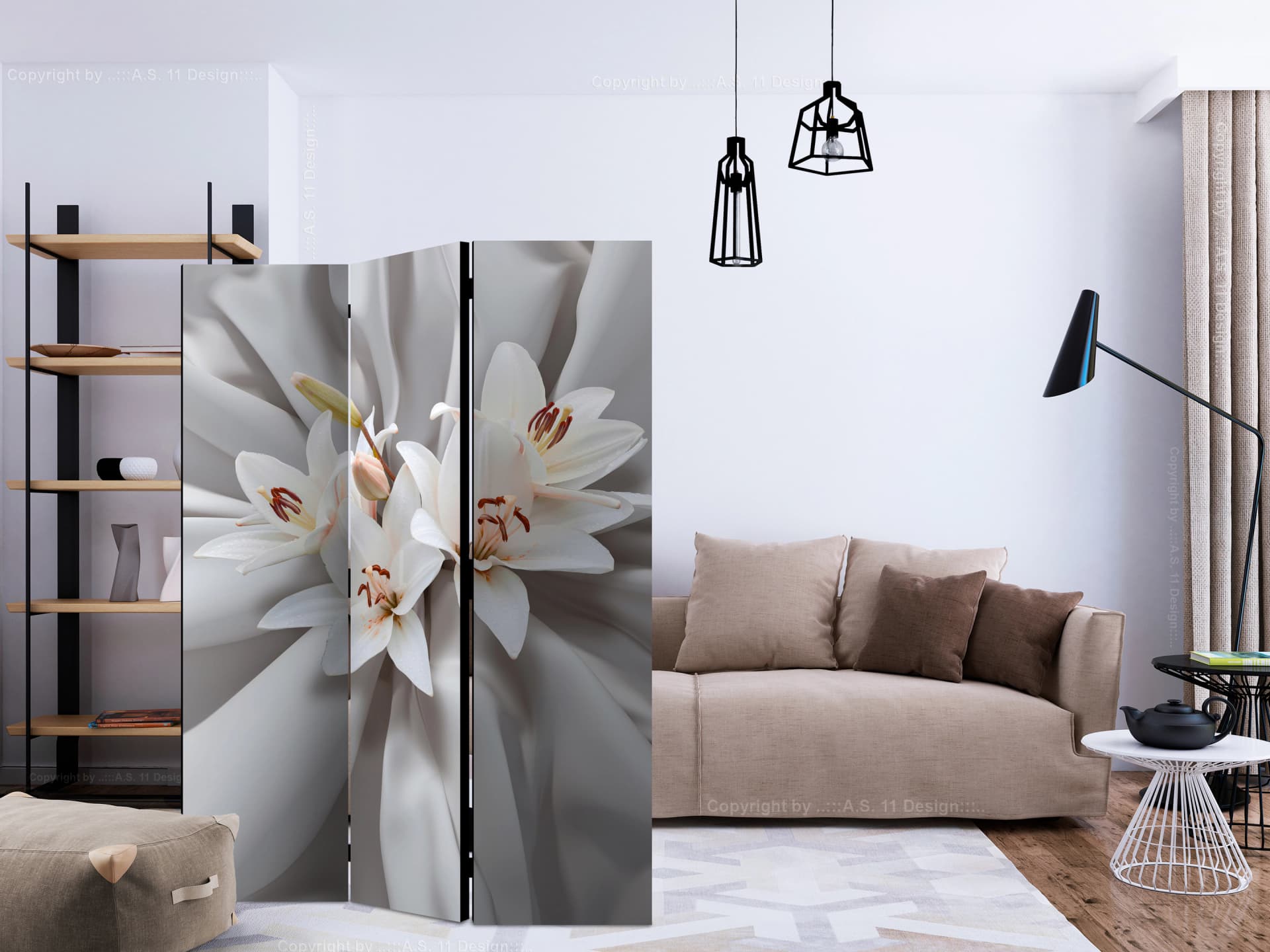 

Parawan 3-częściowy - Zmysłowe lilie [Room Dividers] (rozmiar 135x172)