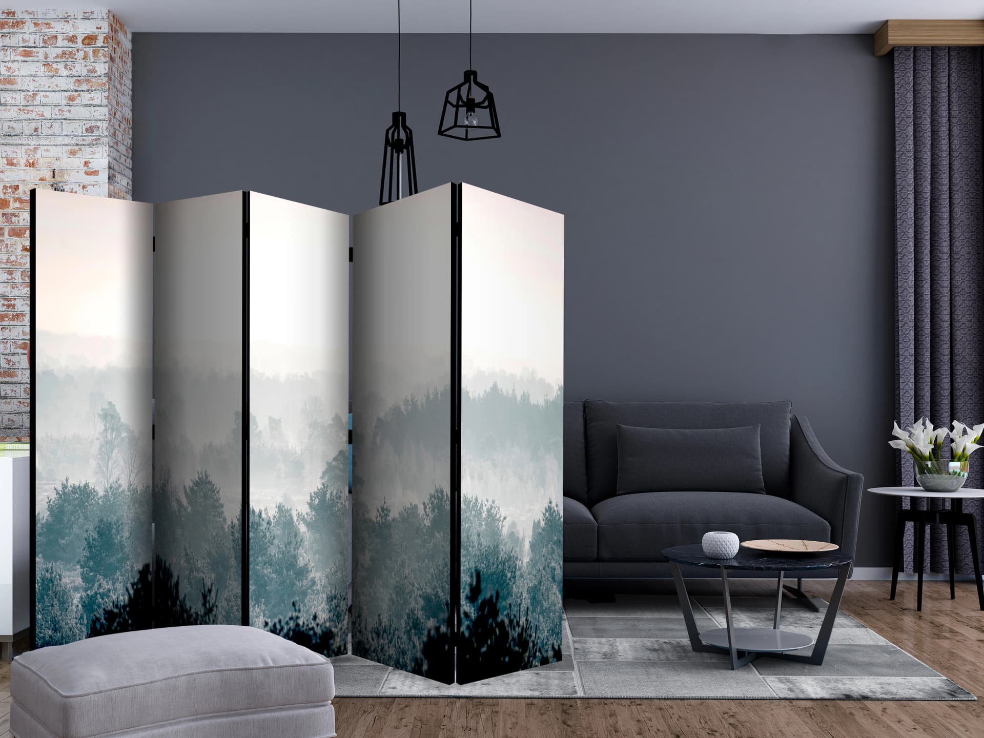 

Parawan 5-częściowy - Zimowy las II [Room Dividers] (rozmiar 225x172)
