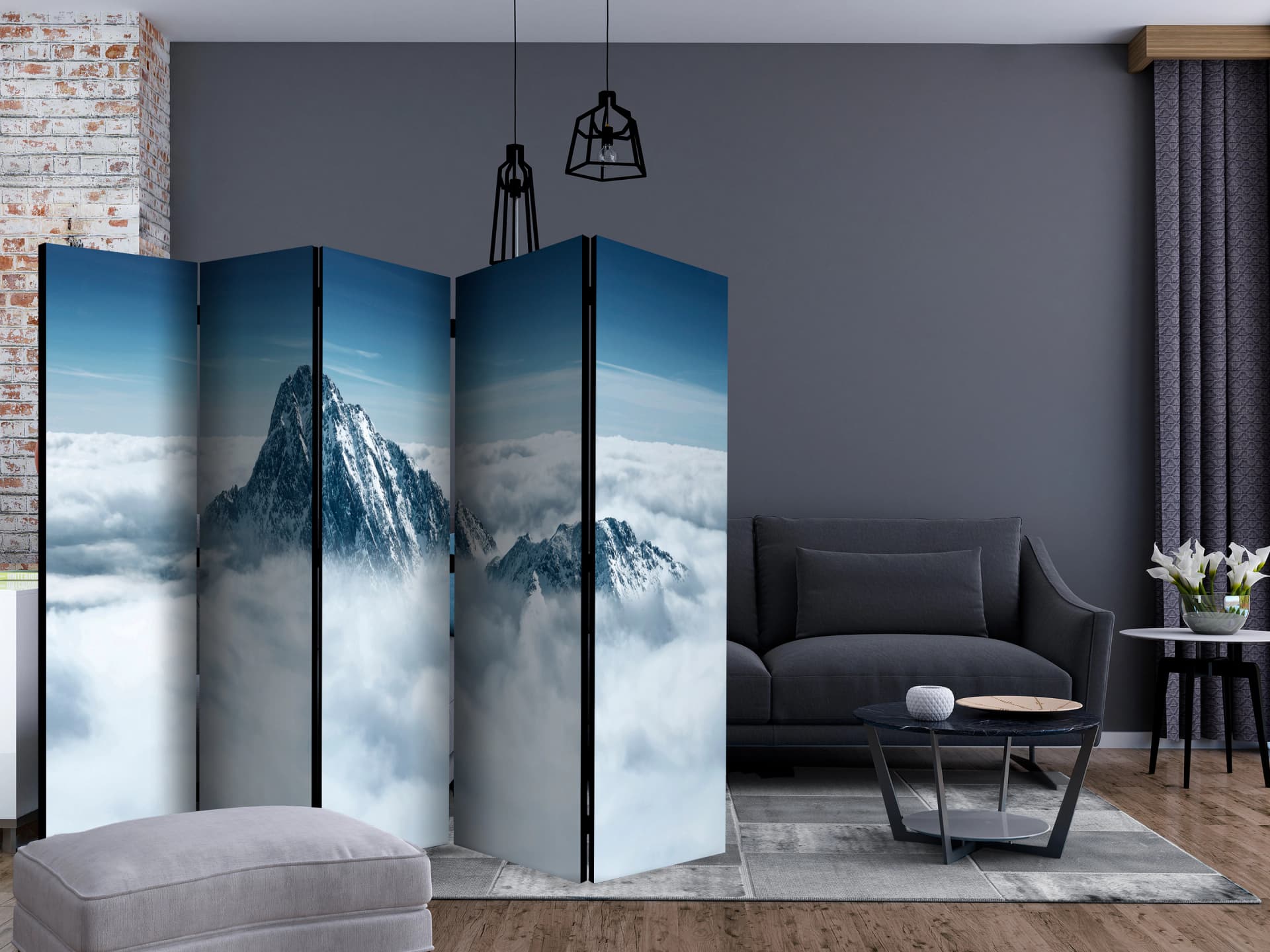 

Parawan 5-częściowy - Górski szczyt w chmurach II [Room Dividers] (rozmiar 225x172)