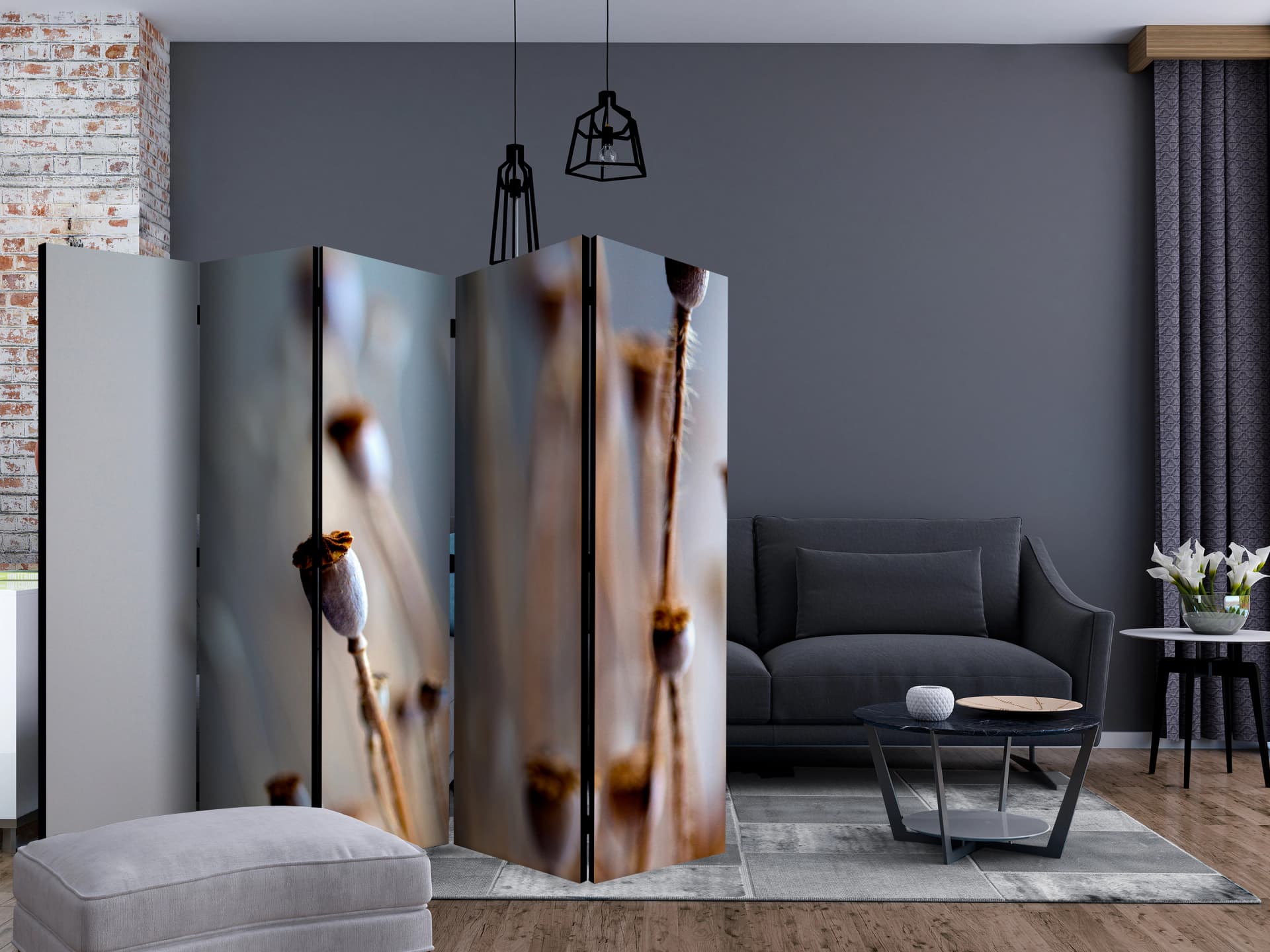 

Parawan 5-częściowy - Poppy heads II [Room Dividers] (rozmiar 225x172)