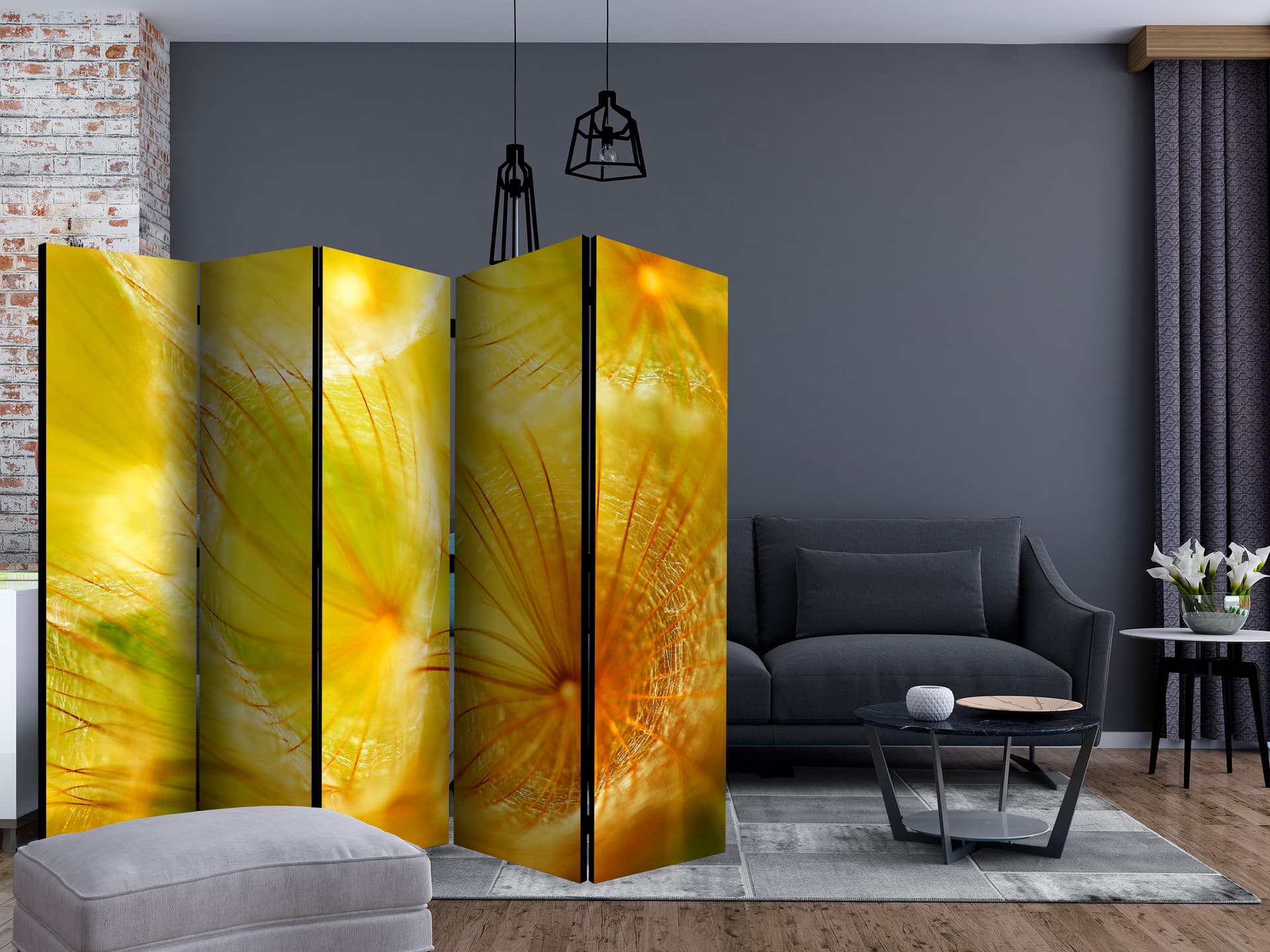 

Parawan 5-częściowy - Delikatne puszki dmuchawca II [Room Dividers] (rozmiar 225x172)