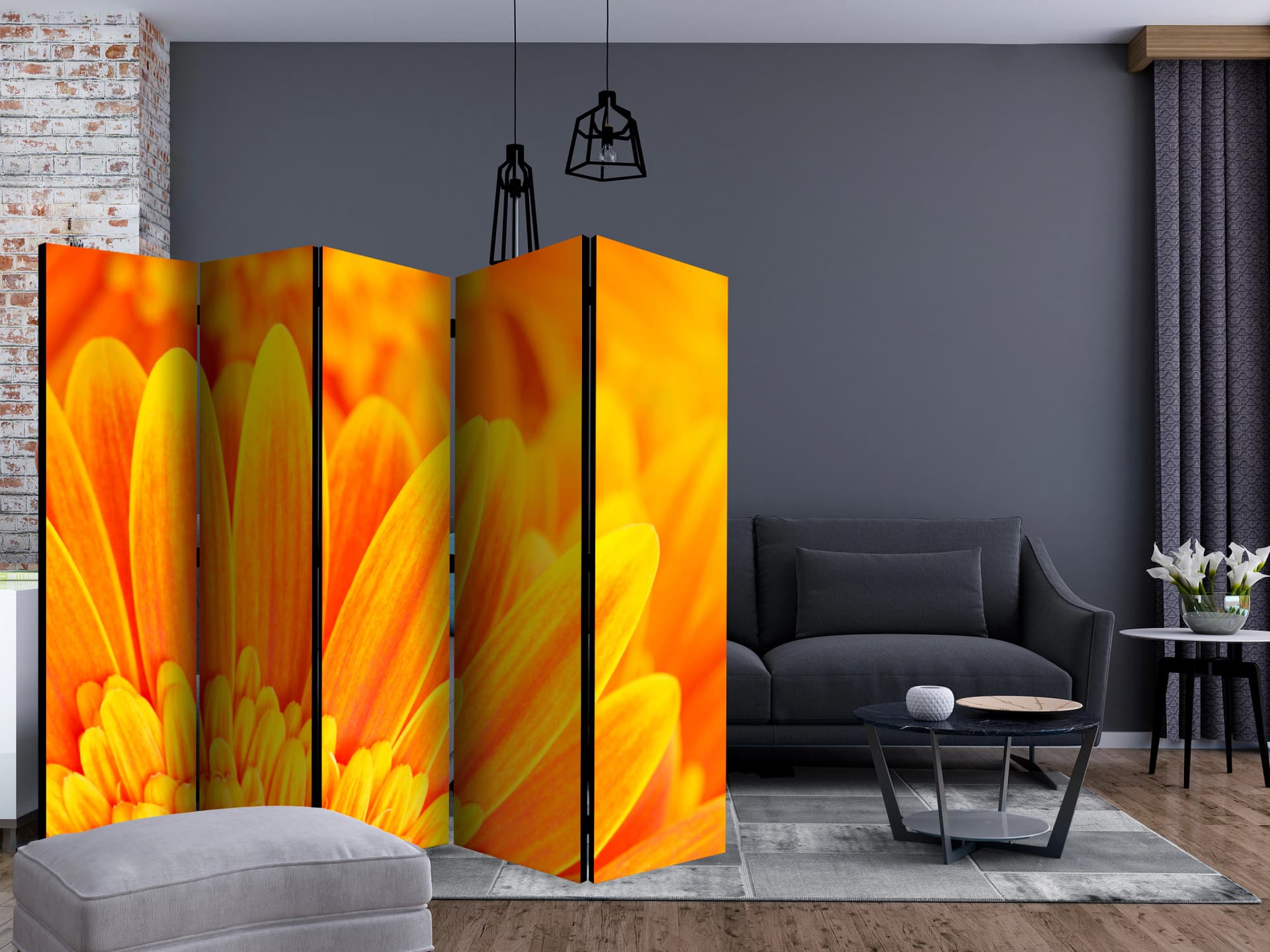 

Parawan 5-częściowy - Żółta gerbera II [Room Dividers] (rozmiar 225x172)