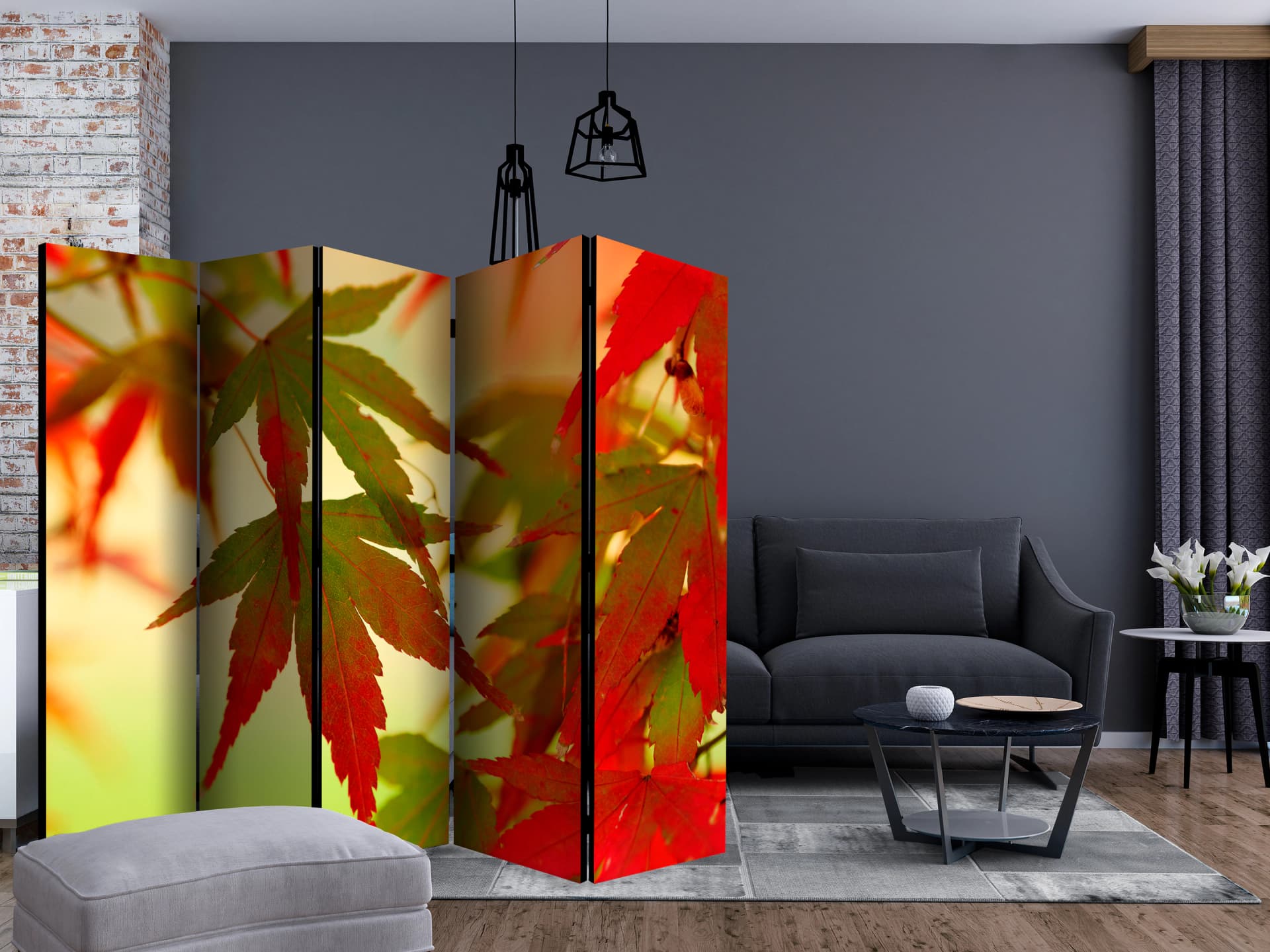 

Parawan 5-częściowy - Kolorowe liście II [Room Dividers] (rozmiar 225x172)