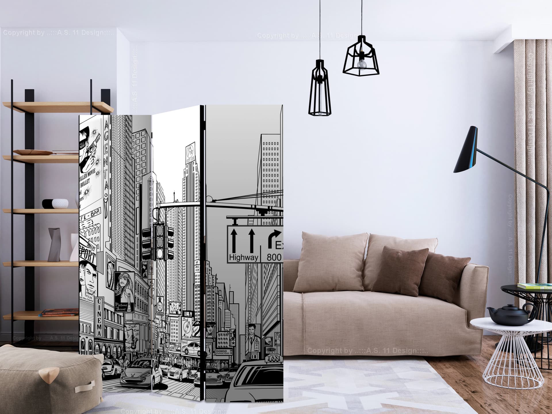 

Parawan 3-częściowy - Na ulicach Nowego Jorku [Room Dividers] (rozmiar 135x172)