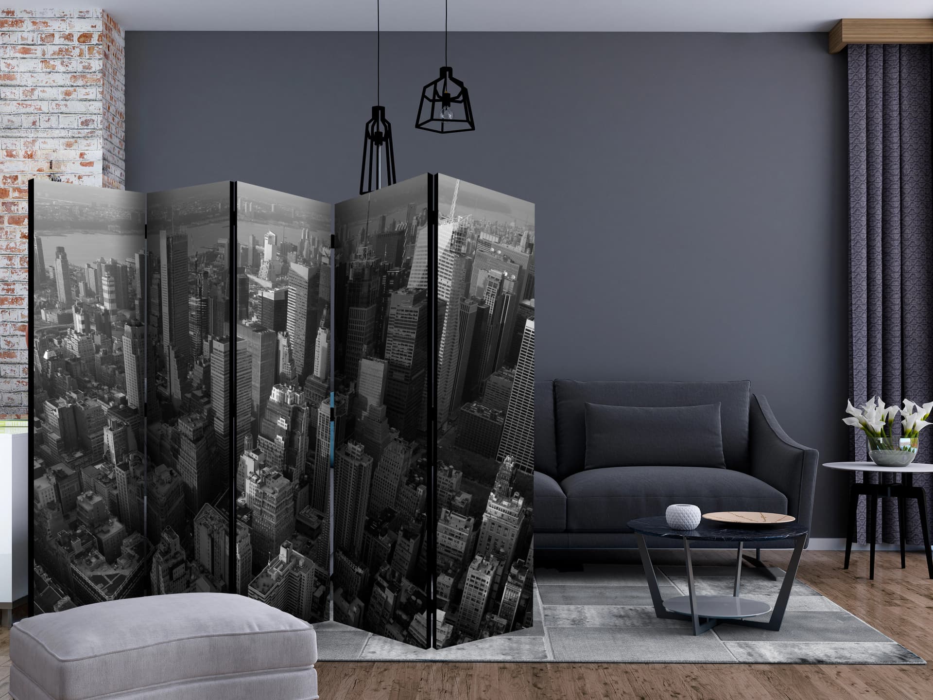 

Parawan 5-częściowy - Nowy Jork: wieżowce (widok z lotu ptaka) II [Room Dividers] (rozmiar 225x172)