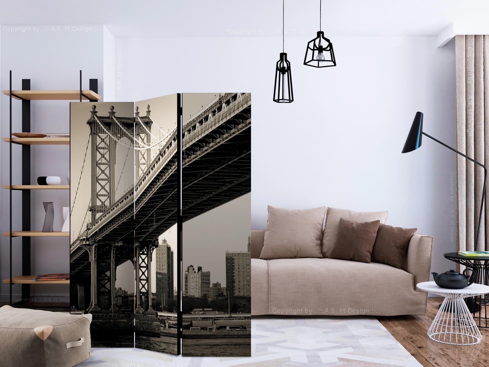 

Parawan 3-częściowy - Most Manhattan, Nowy Jork [Room Dividers] (rozmiar 135x172)