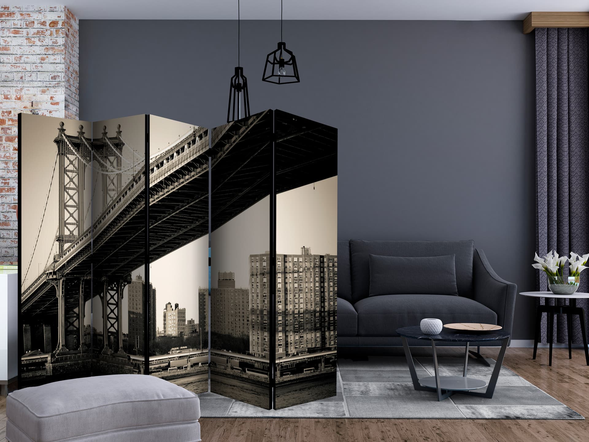 

Parawan 5-częściowy - Most Manhattan, Nowy Jork II [Room Dividers] (rozmiar 225x172)