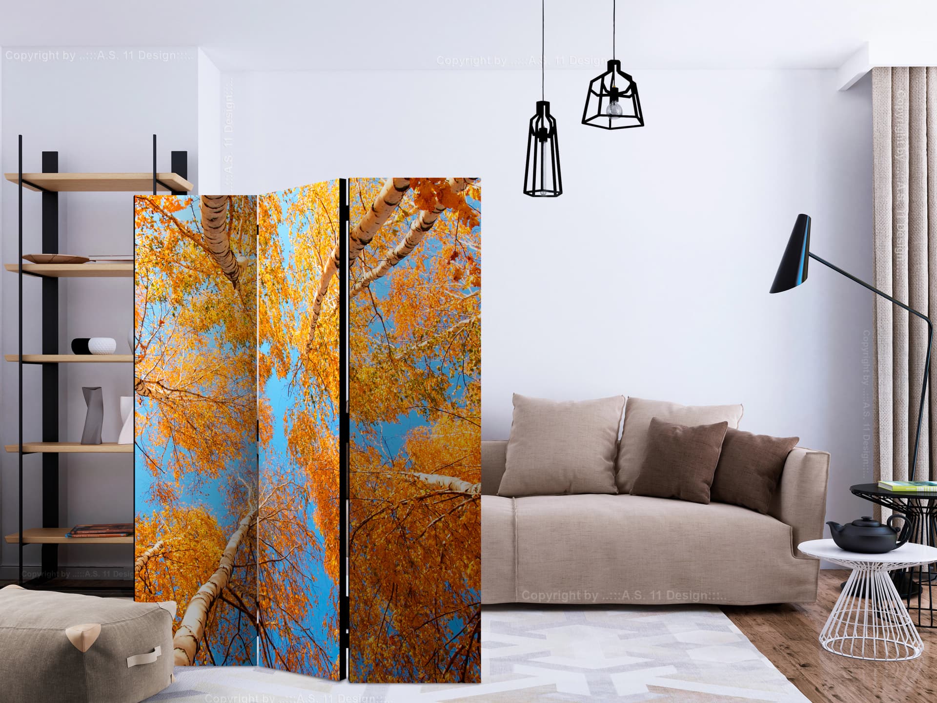 

Parawan 3-częściowy - Jesienne korony drzew [Room Dividers] (rozmiar 135x172)