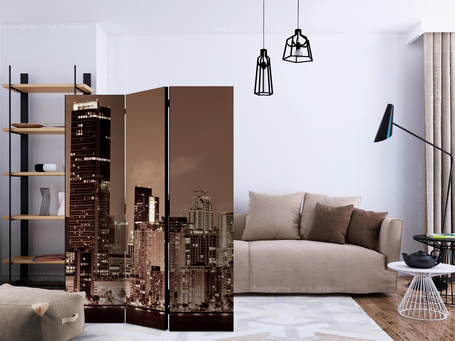 

Parawan 3-częściowy - Nocne życie w Miami [Room Dividers] (rozmiar 135x172)