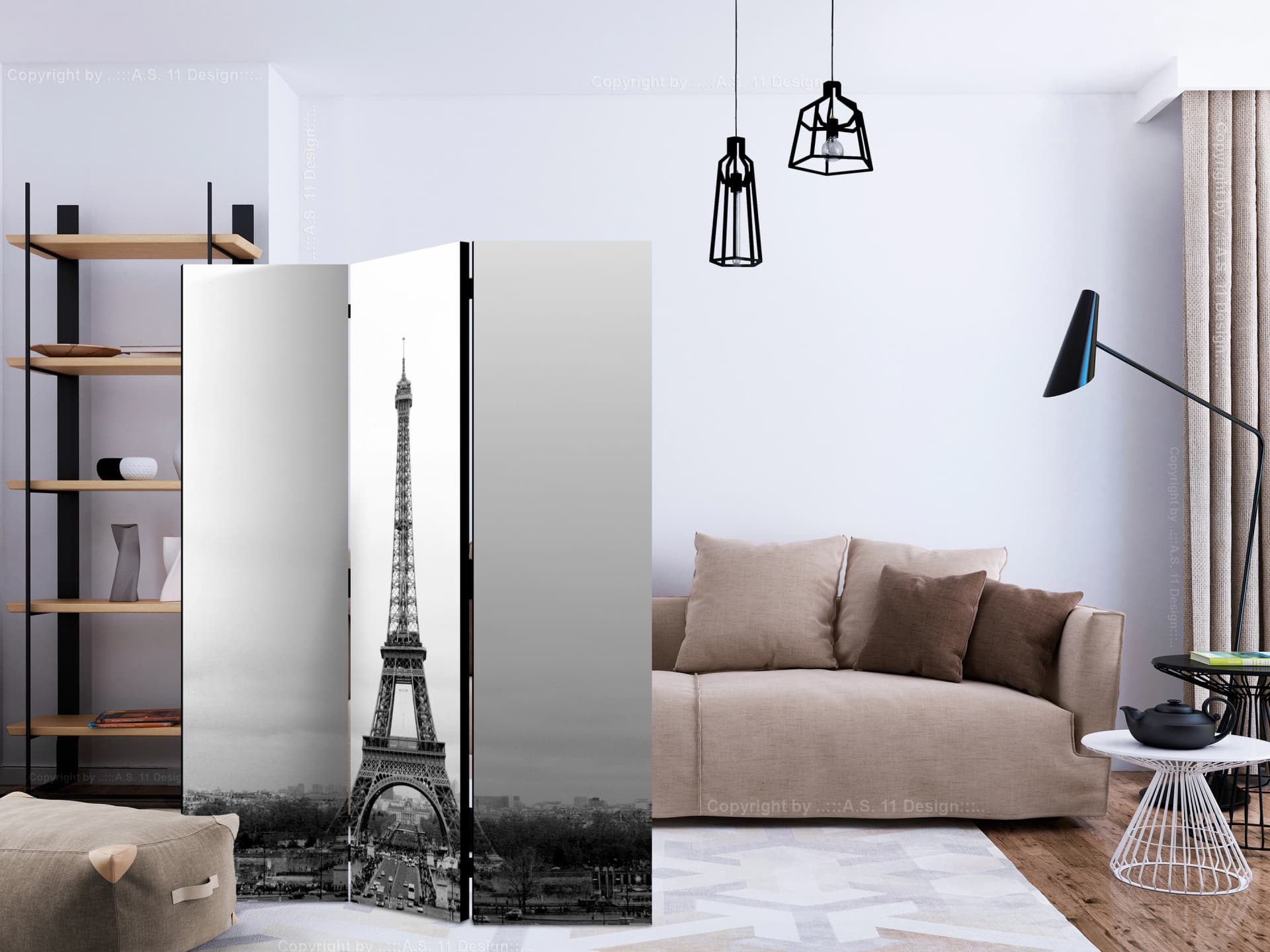 

Parawan 3-częściowy - Paryż: czarno-biała fotografia [Room Dividers] (rozmiar 135x172)