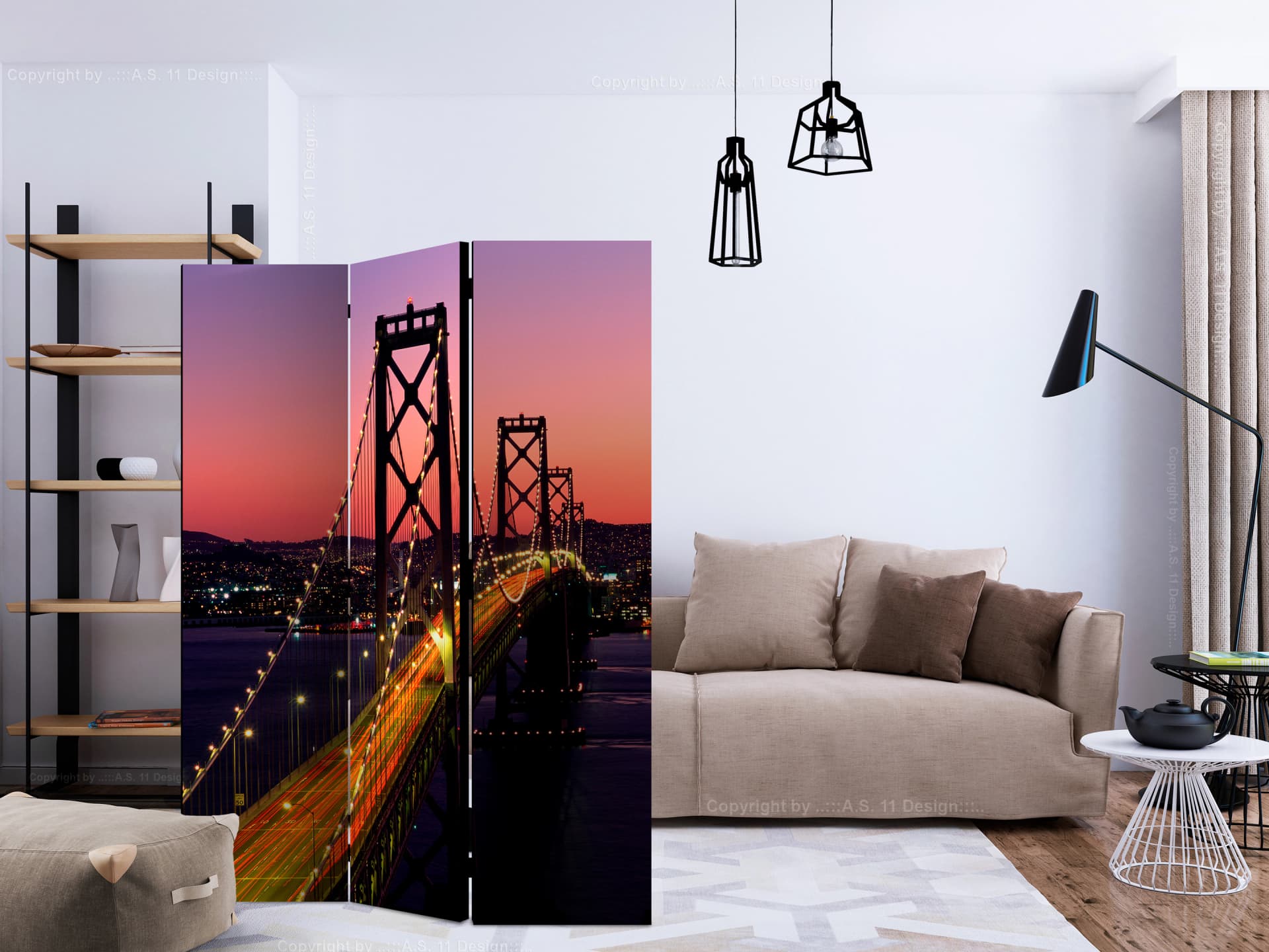 

Parawan 3-częściowy - Charming evening in San Francisco [Room Dividers] (rozmiar 135x172)