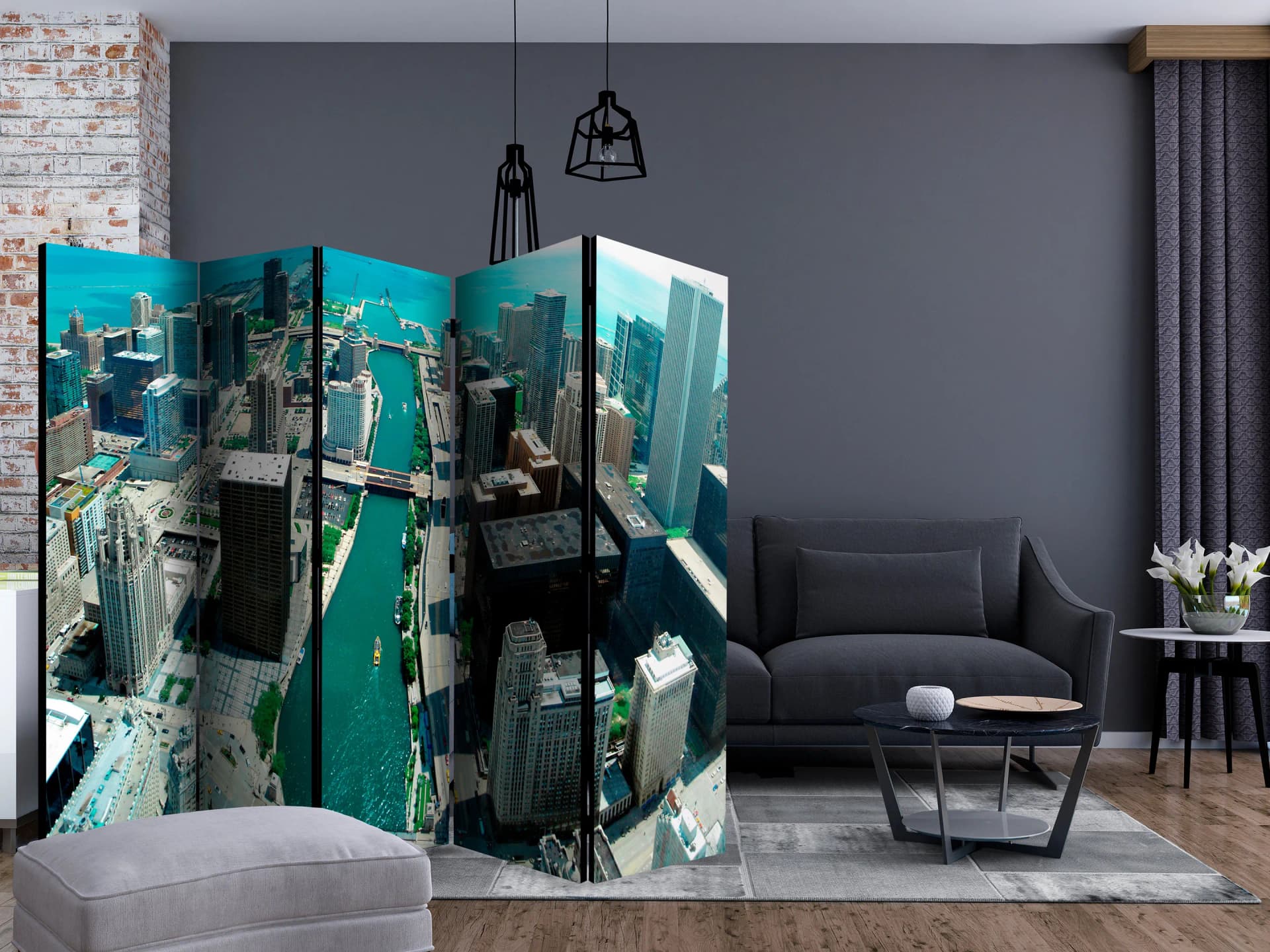 

Parawan 5-częściowy - Architektura miejska Chicago II [Room Dividers] (rozmiar 225x172)