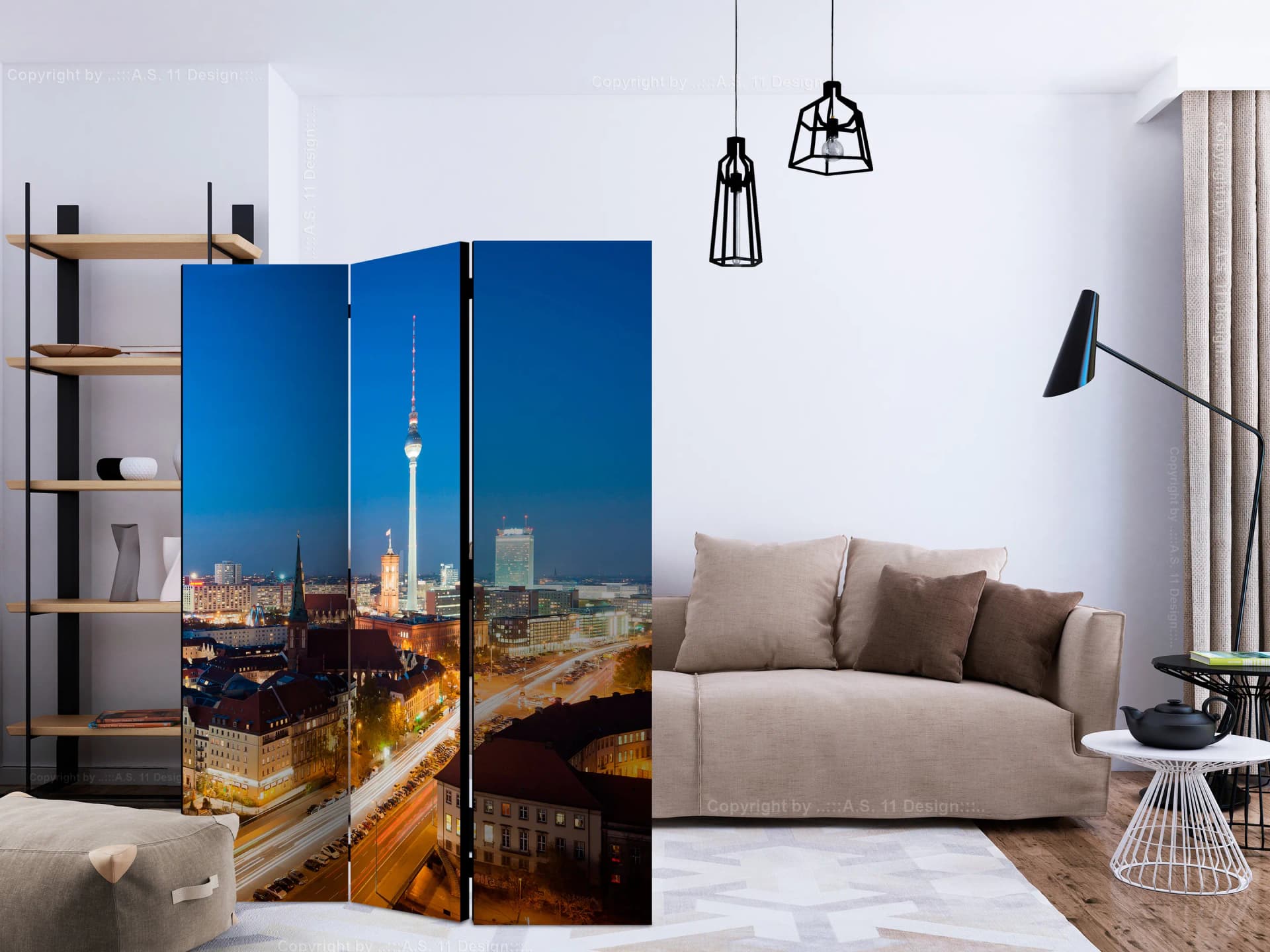 

Parawan 3-częściowy - Berlin by night [Room Dividers] (rozmiar 135x172)