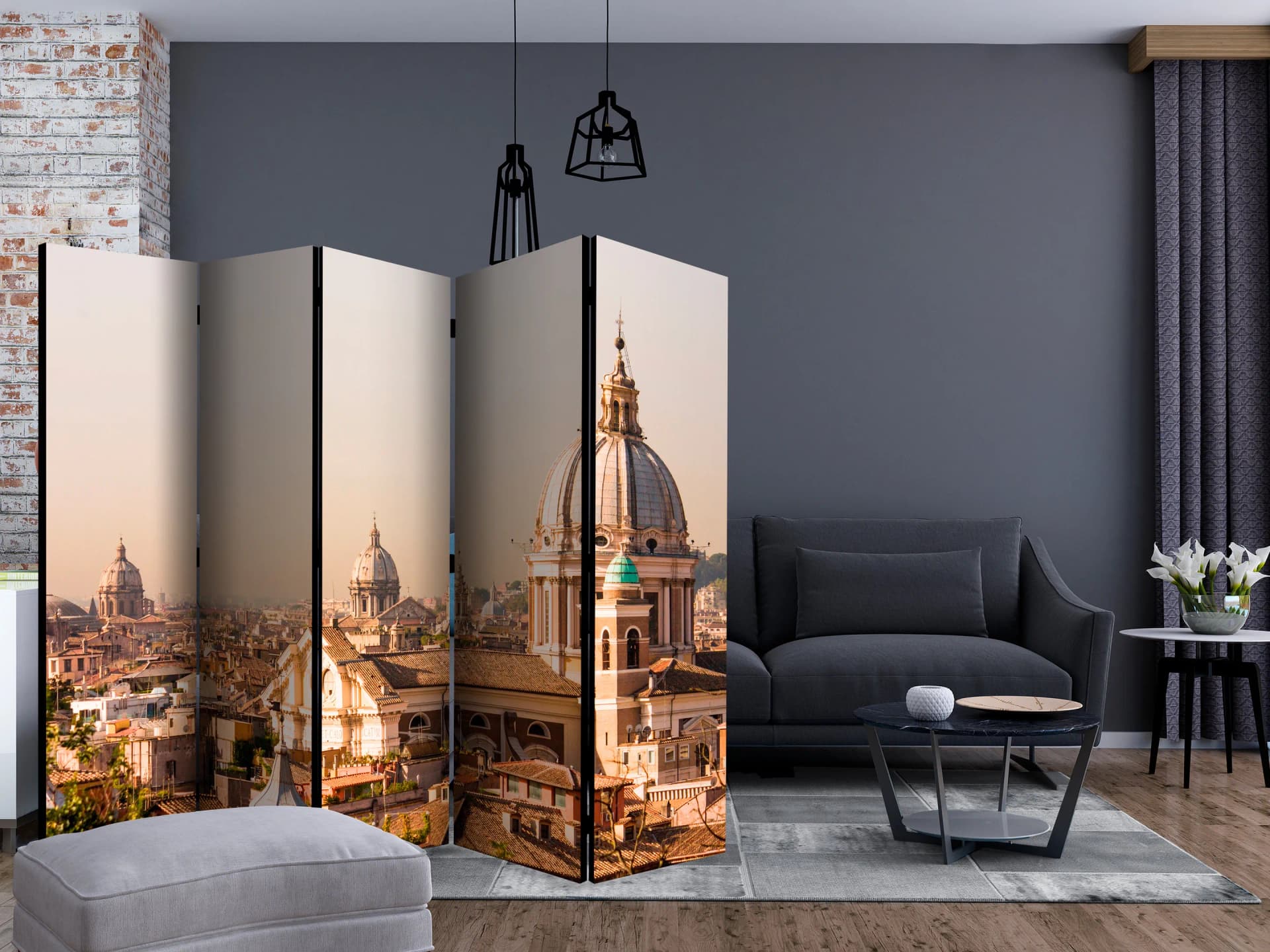 

Parawan 5-częściowy - Rzym - widok z lotu ptaka II [Room Dividers] (rozmiar 225x172)