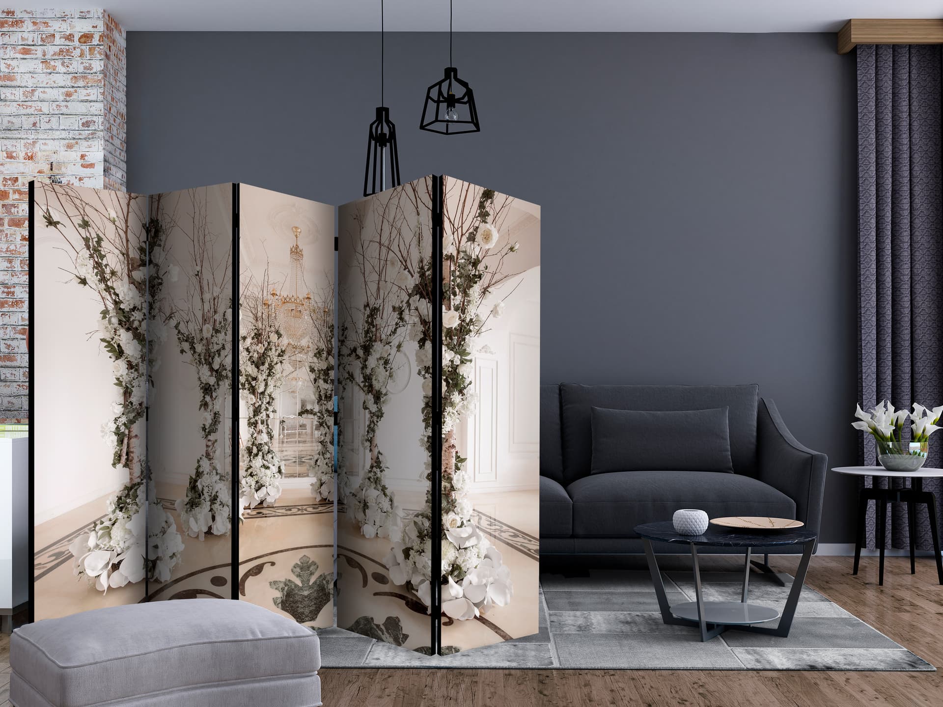 

Parawan 5-częściowy - Kwiatowa komnata II [Room Dividers] (rozmiar 225x172)