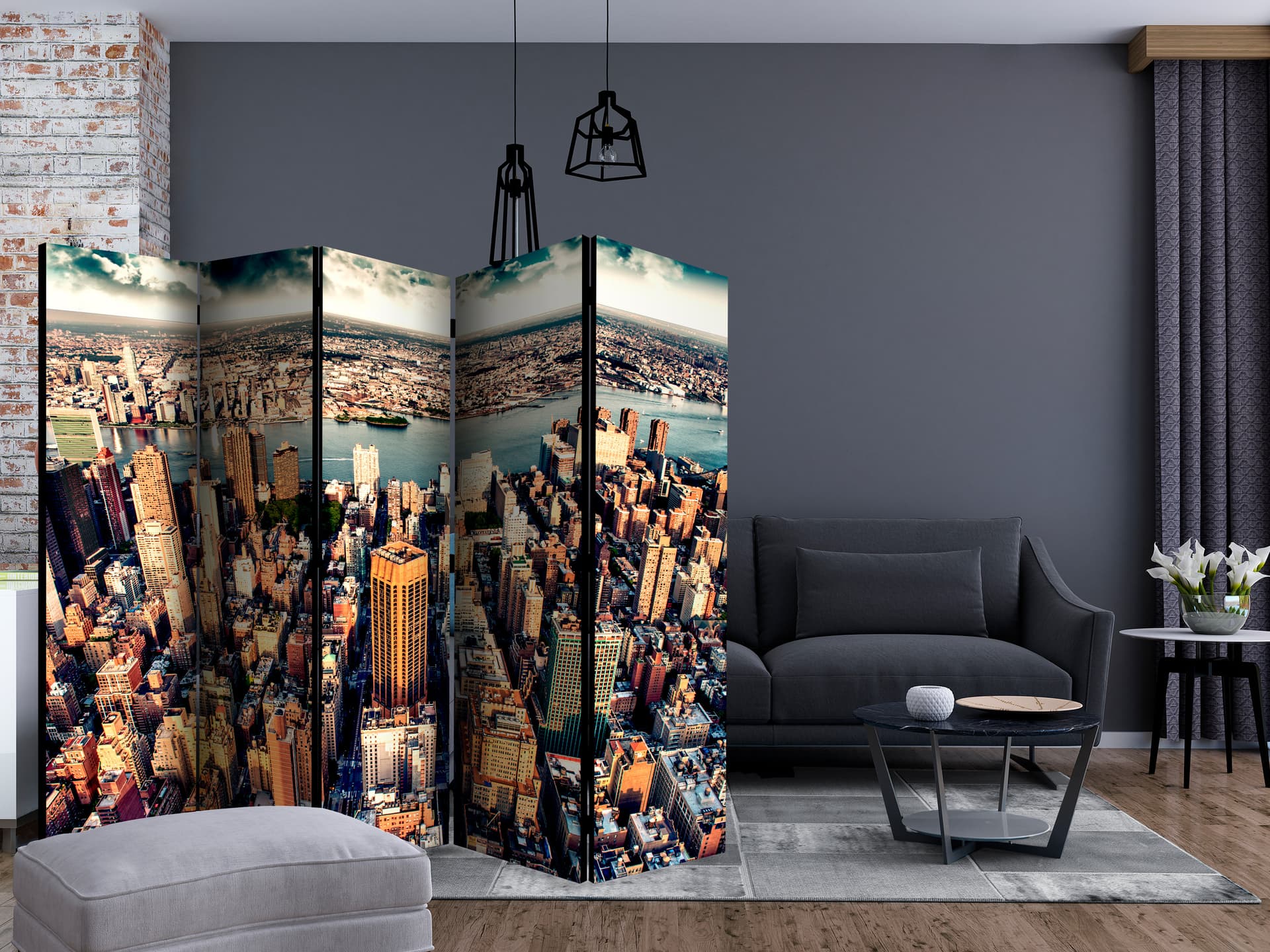 

Parawan 5-częściowy - Nowy Jork z lotu ptaka II [Room Dividers] (rozmiar 225x172)