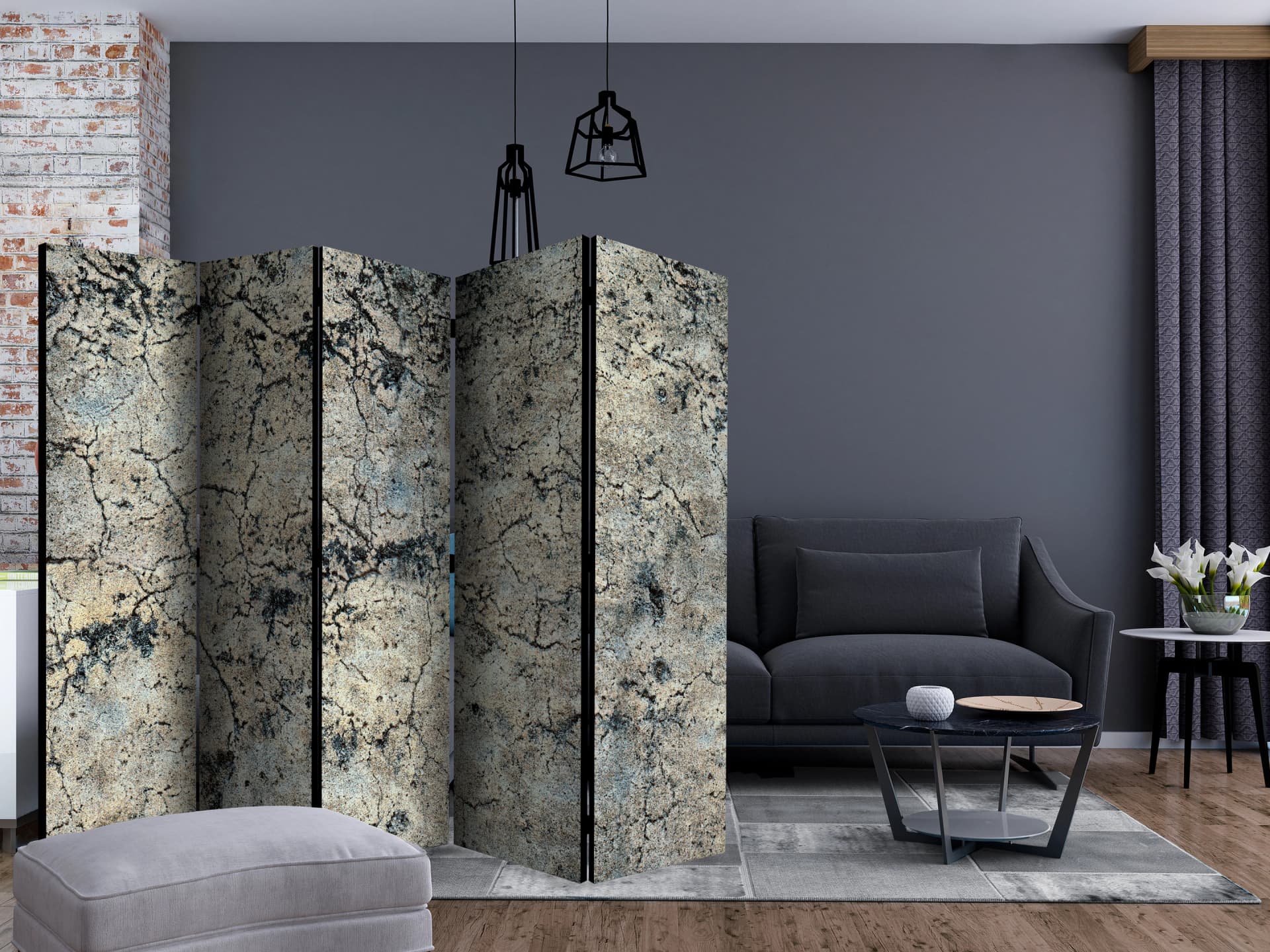 

Parawan 5-częściowy - Popękany kamień II [Room Dividers] (rozmiar 225x172)