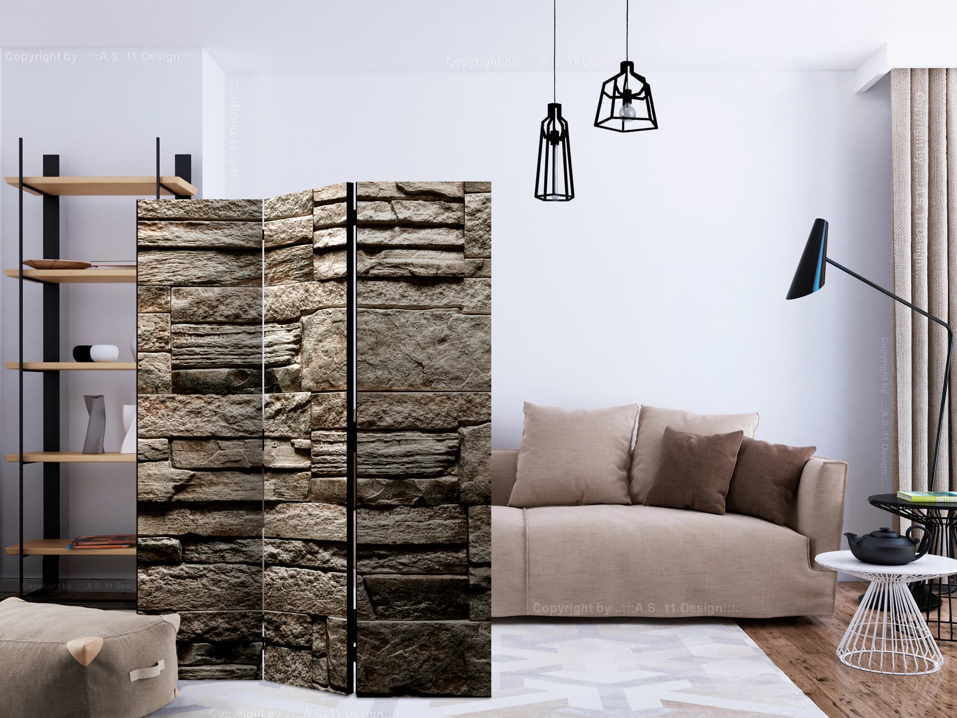 

Parawan 3-częściowy - Piękny brązowy kamień [Room Dividers] (rozmiar 135x172)